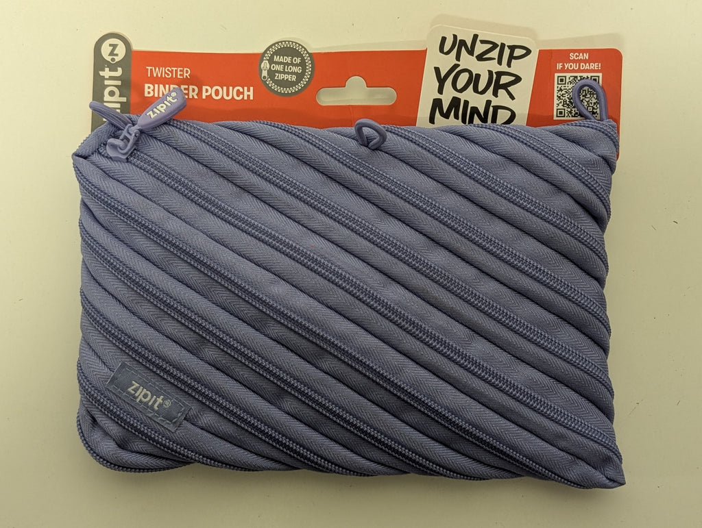 ZIPIT Twister Binder Pouch Blue – Made from One Long Zipper (OEKO-TEX Certified)