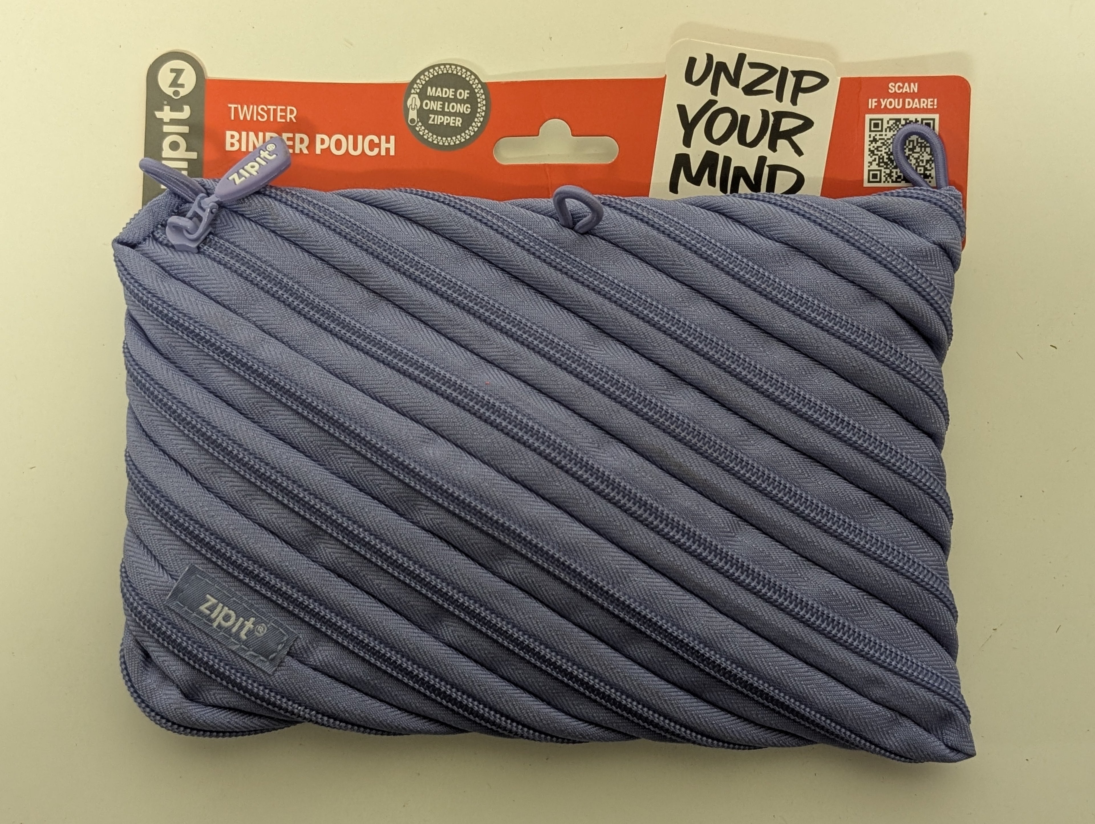 ZIPIT Twister Binder Pouch Blue – Made from One Long Zipper (OEKO-TEX Certified)