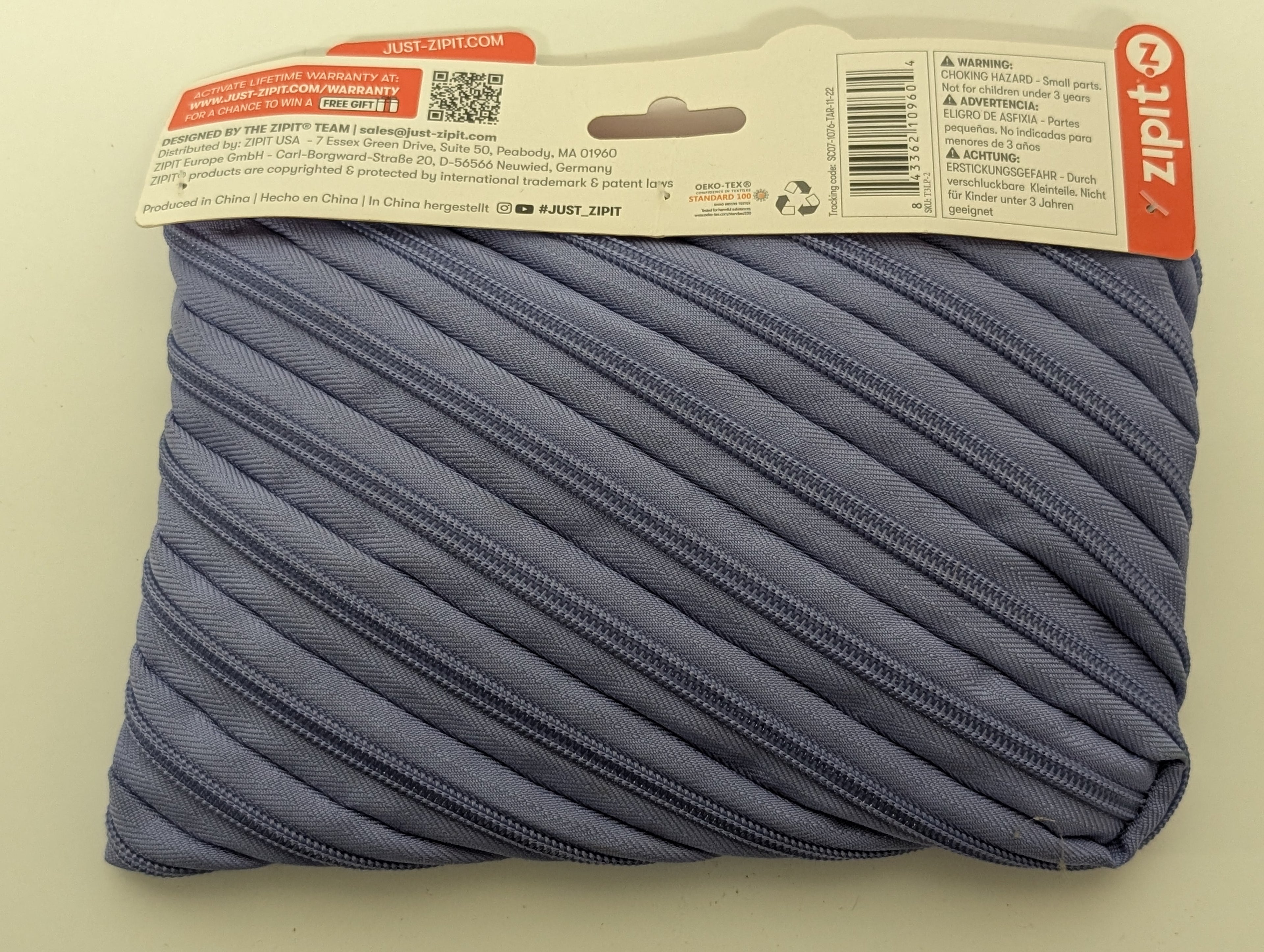 ZIPIT Twister Binder Pouch Blue – Made from One Long Zipper (OEKO-TEX Certified)