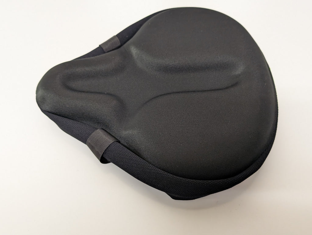 Black Memory Foam Bicycle Seat Cushion Cover w Reflective Trim Non-Slip