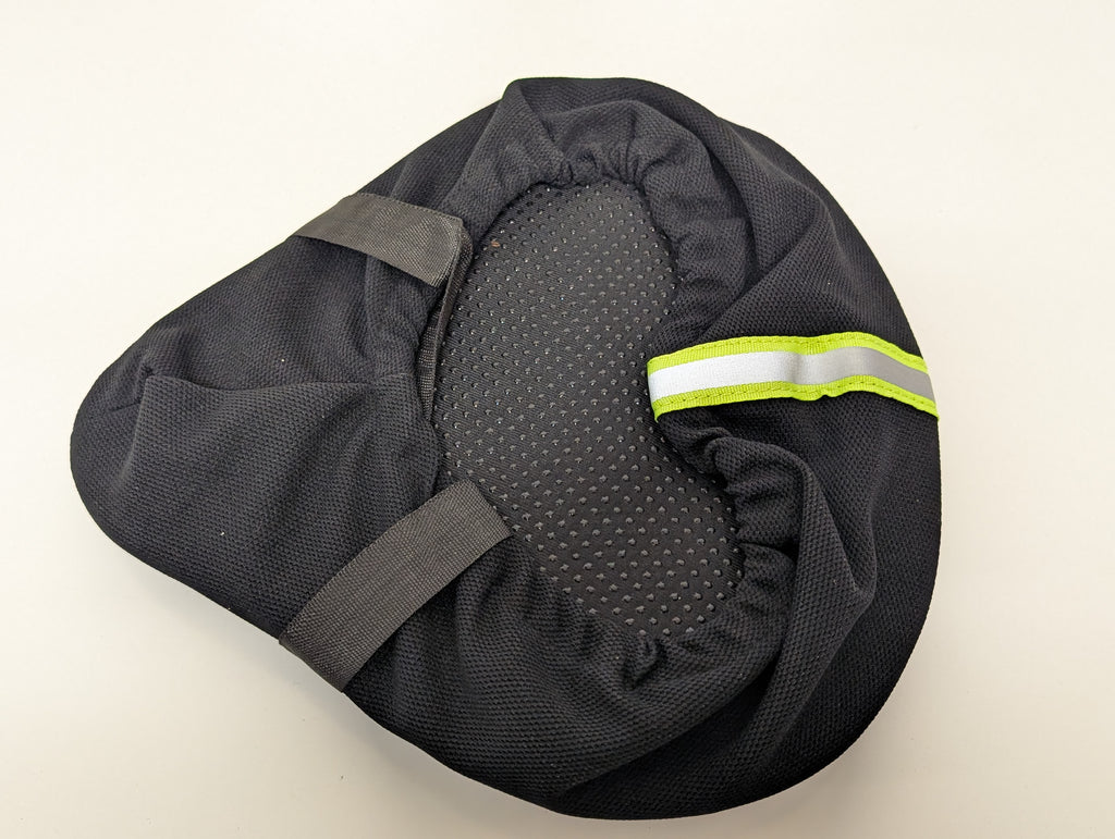 Black Memory Foam Bicycle Seat Cushion Cover w Reflective Trim Non-Slip