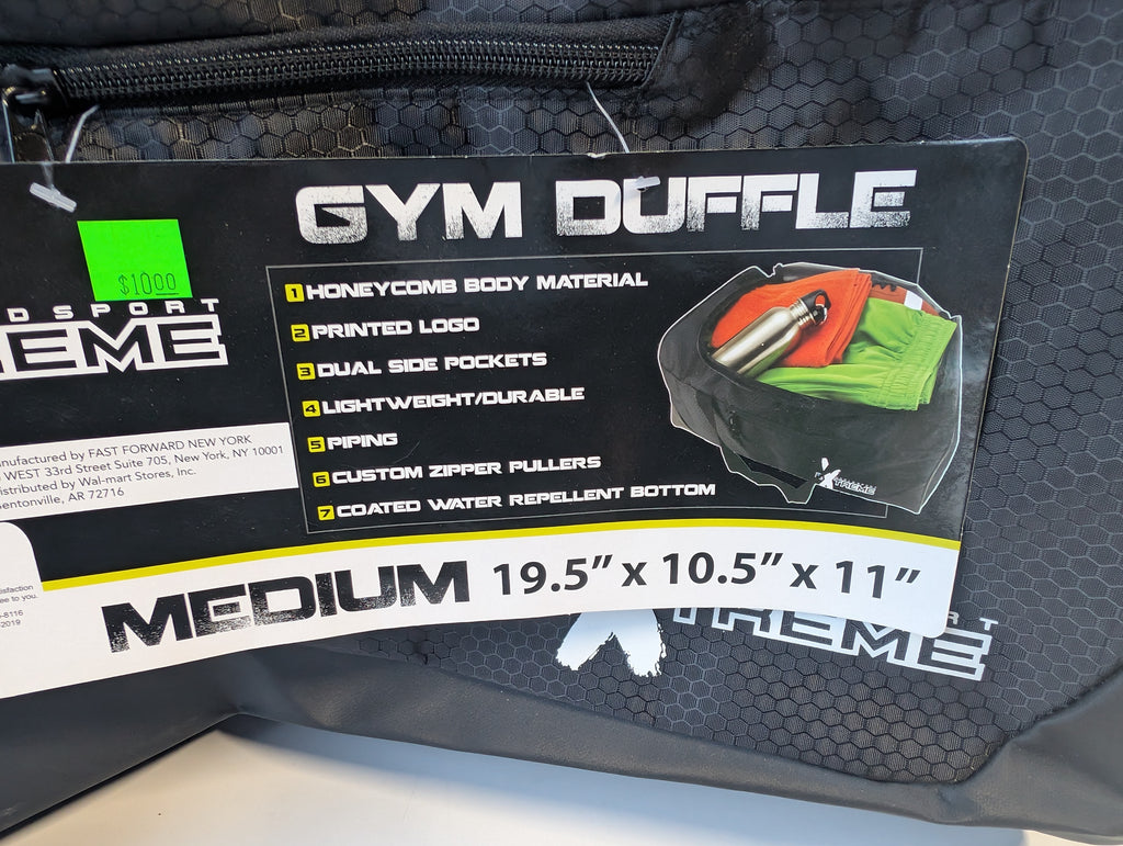 Extreme Black Medium Gym Duffle Bag Honeycomb Material Durable Sports Carry