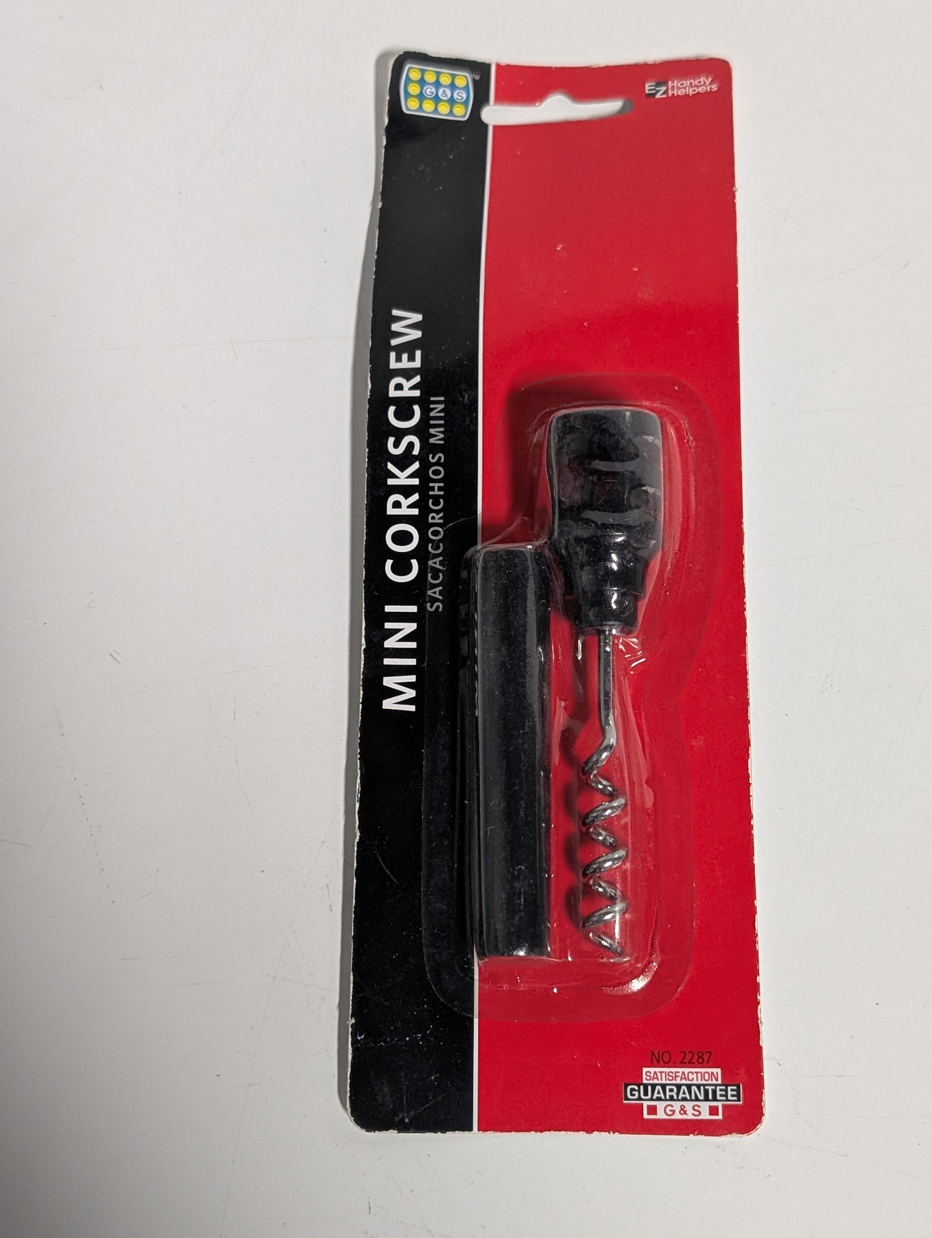 EZ Handy Helpers Mini Corkscrew Compact Bottle Opener Black Travel Size