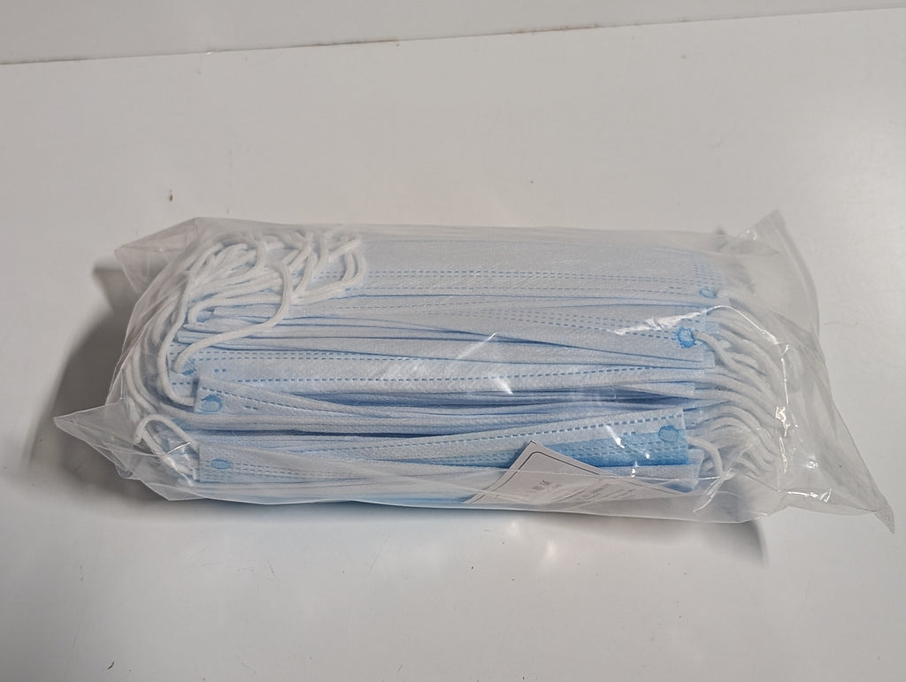 Disposable Protective Face Masks Blue Three Layer Non-Woven Bulk Pack Safety Covers