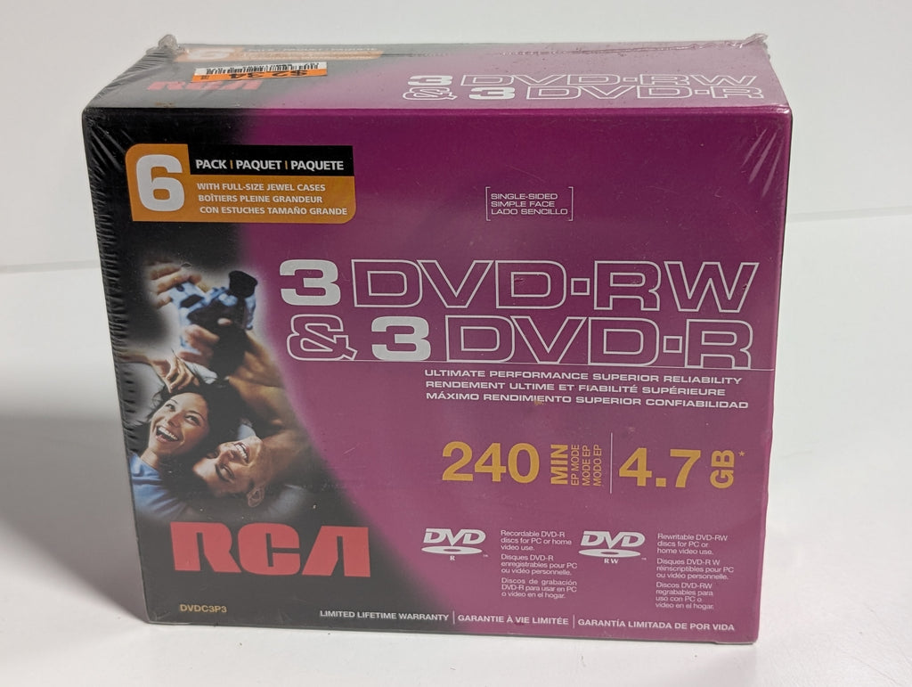 RCA DVD-RW and DVD-R Blank Disc 6 Pack 4.7GB 240 Minute Recordable Rewritable Media