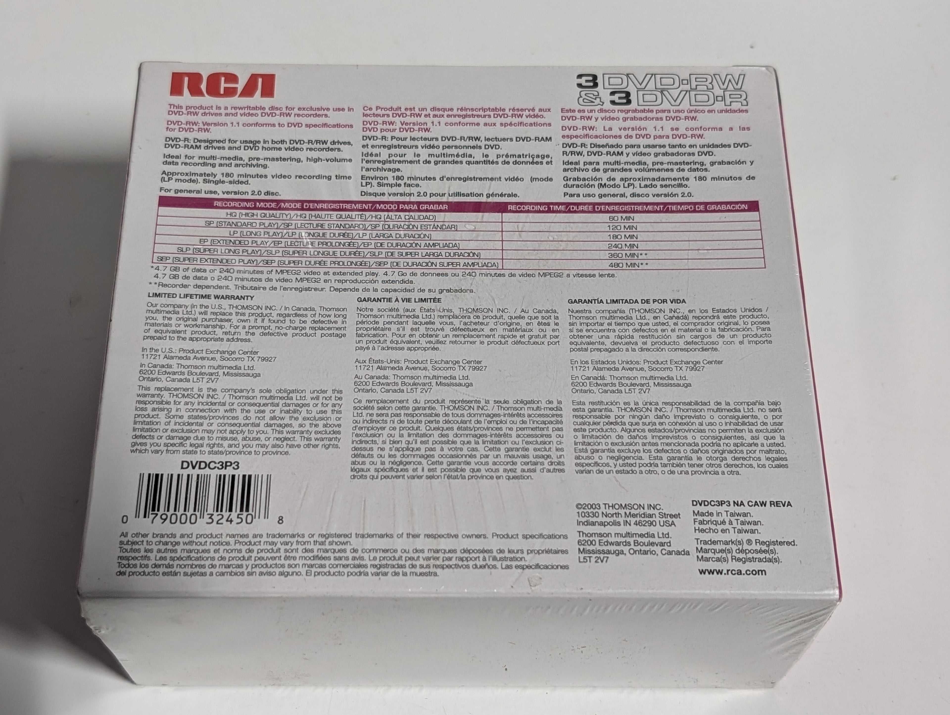 RCA DVD-RW and DVD-R Blank Disc 6 Pack 4.7GB 240 Minute Recordable Rewritable Media