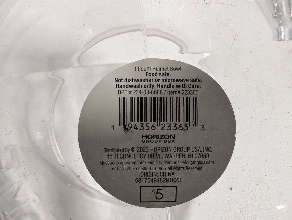 Clear Plastic Football Helmet Snack Bowl Game Day Party Serving Container Collectible