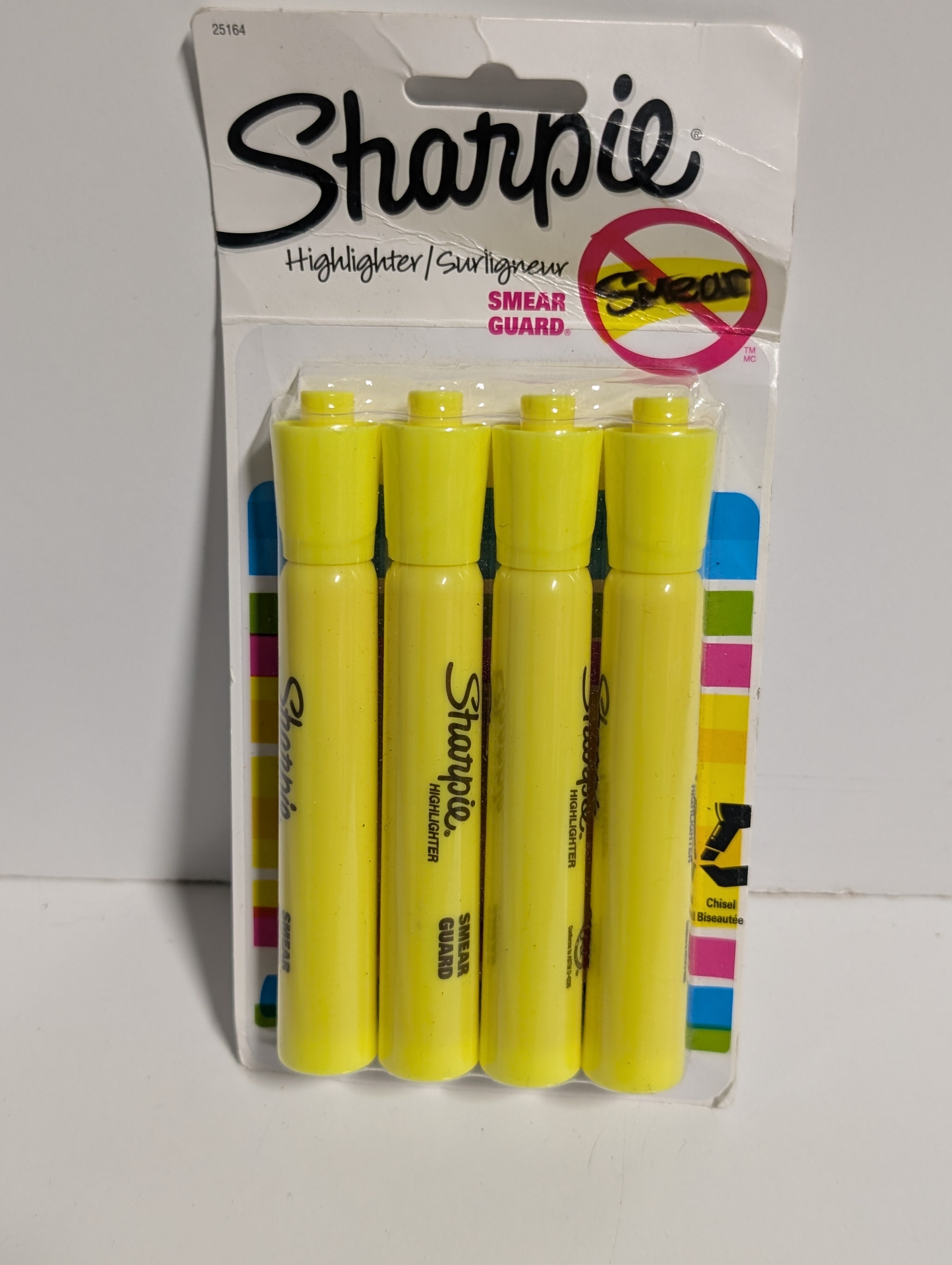 Sharpie Smear Guard Yellow Highlighters Four Pack Chisel Tip Smooth Writing Set