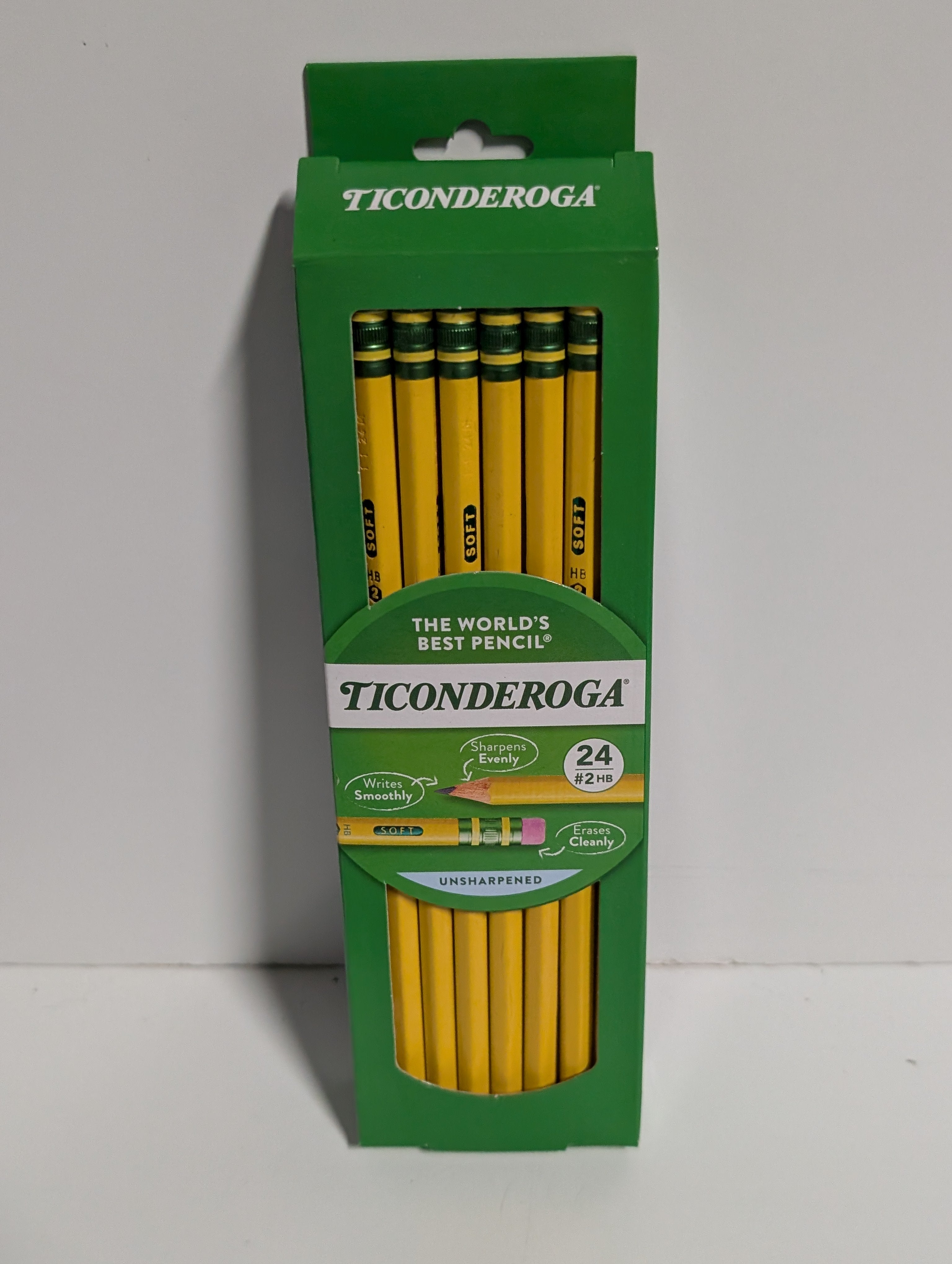 Ticonderoga No.2 HB Pencils 24 Count Unsharpened Classic Yellow Smooth Writing Set