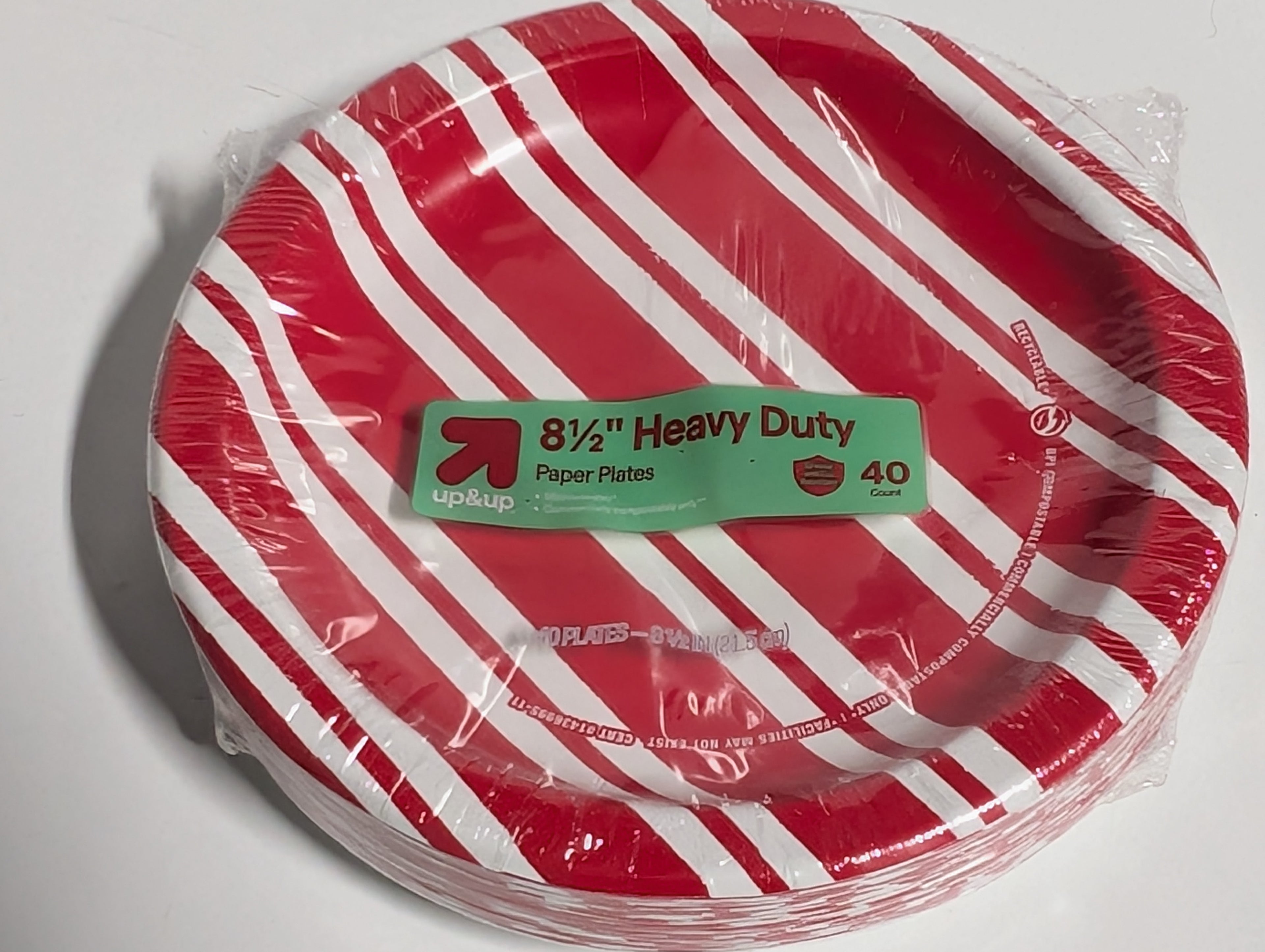 Up & Up Heavy Duty Paper Plates Red Stripe 8.5 Inch 40 Count Disposable Party Set