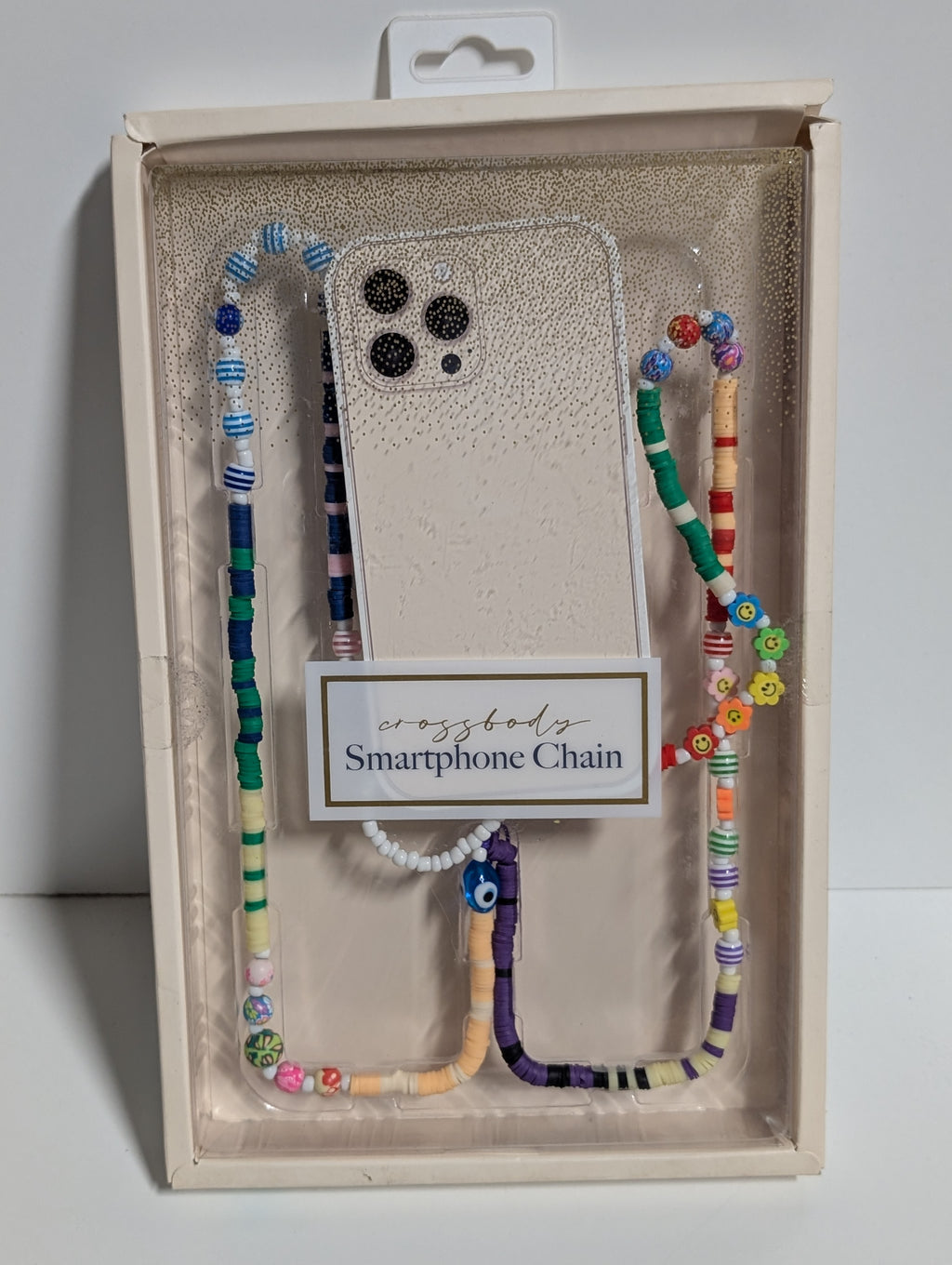 Colorful Beaded Crossbody Smartphone Chain Strap Multicolor Phone Accessory Holder