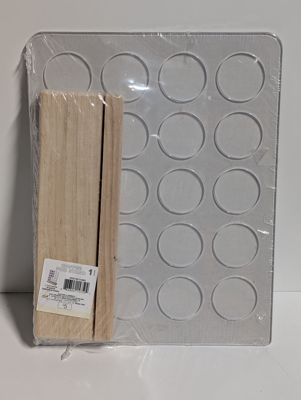 Ankyo Coffee Pod Stand Clear Plastic Holder With Wooden Base Single Serve Organizer