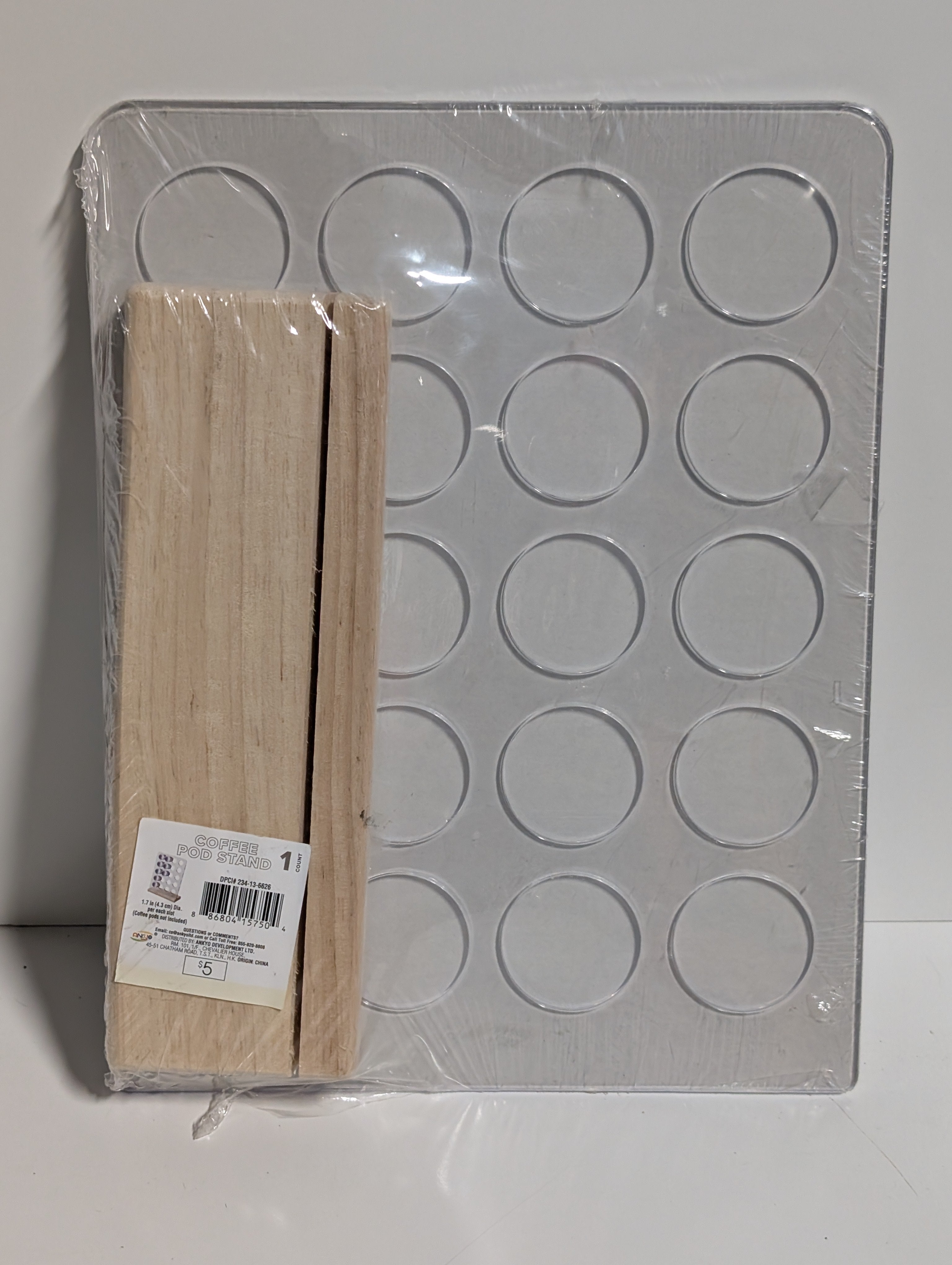 Ankyo Coffee Pod Stand Clear Plastic Holder With Wooden Base Single Serve Organizer