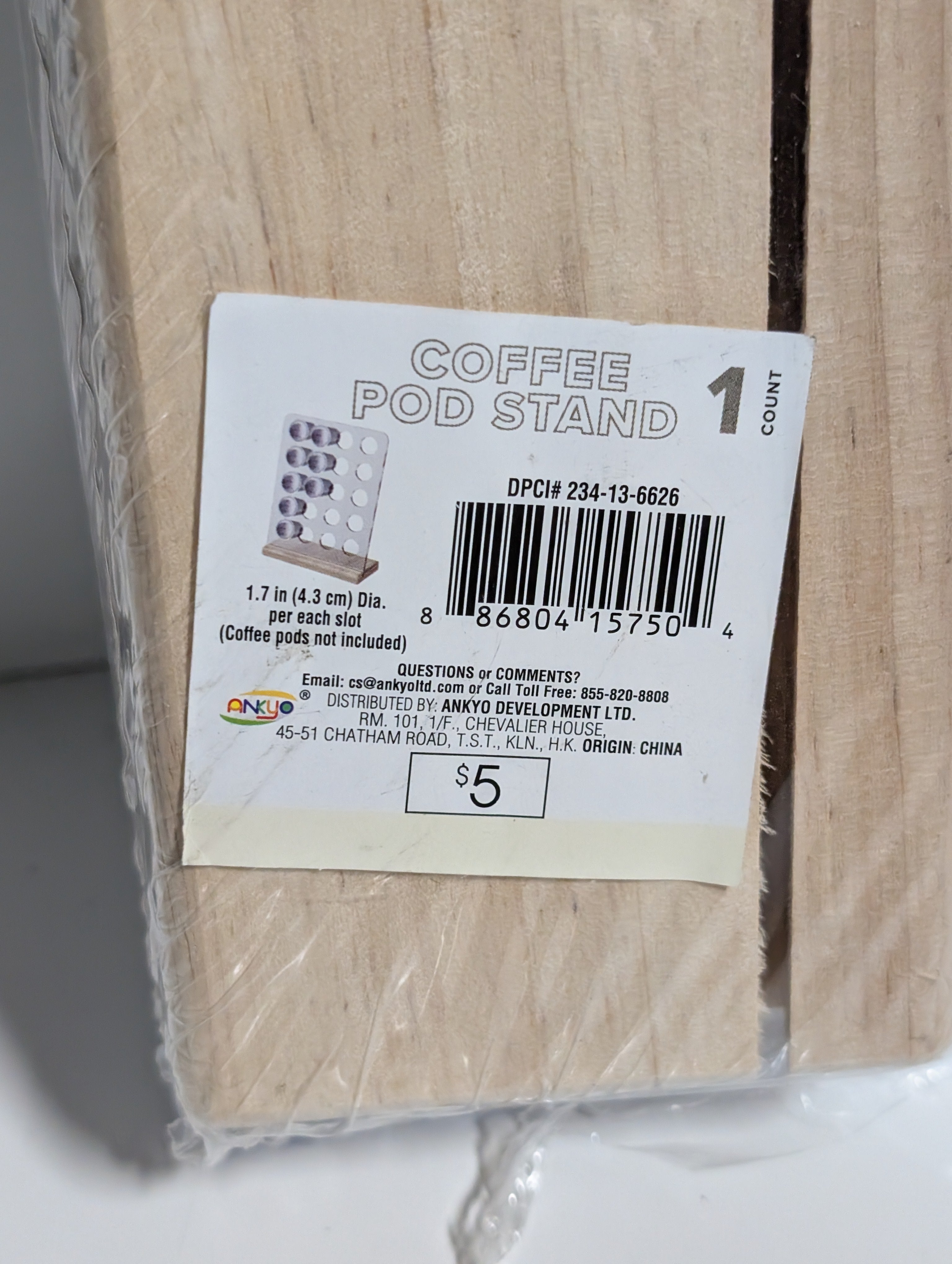 Ankyo Coffee Pod Stand Clear Plastic Holder With Wooden Base Single Serve Organizer