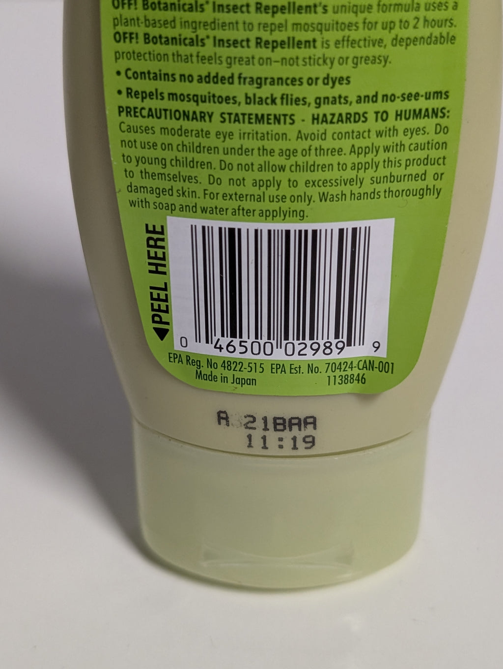 OFF! Botanicals Plant-Based Insect Repellent 4 oz Lotion Mosquito & Bug Protection