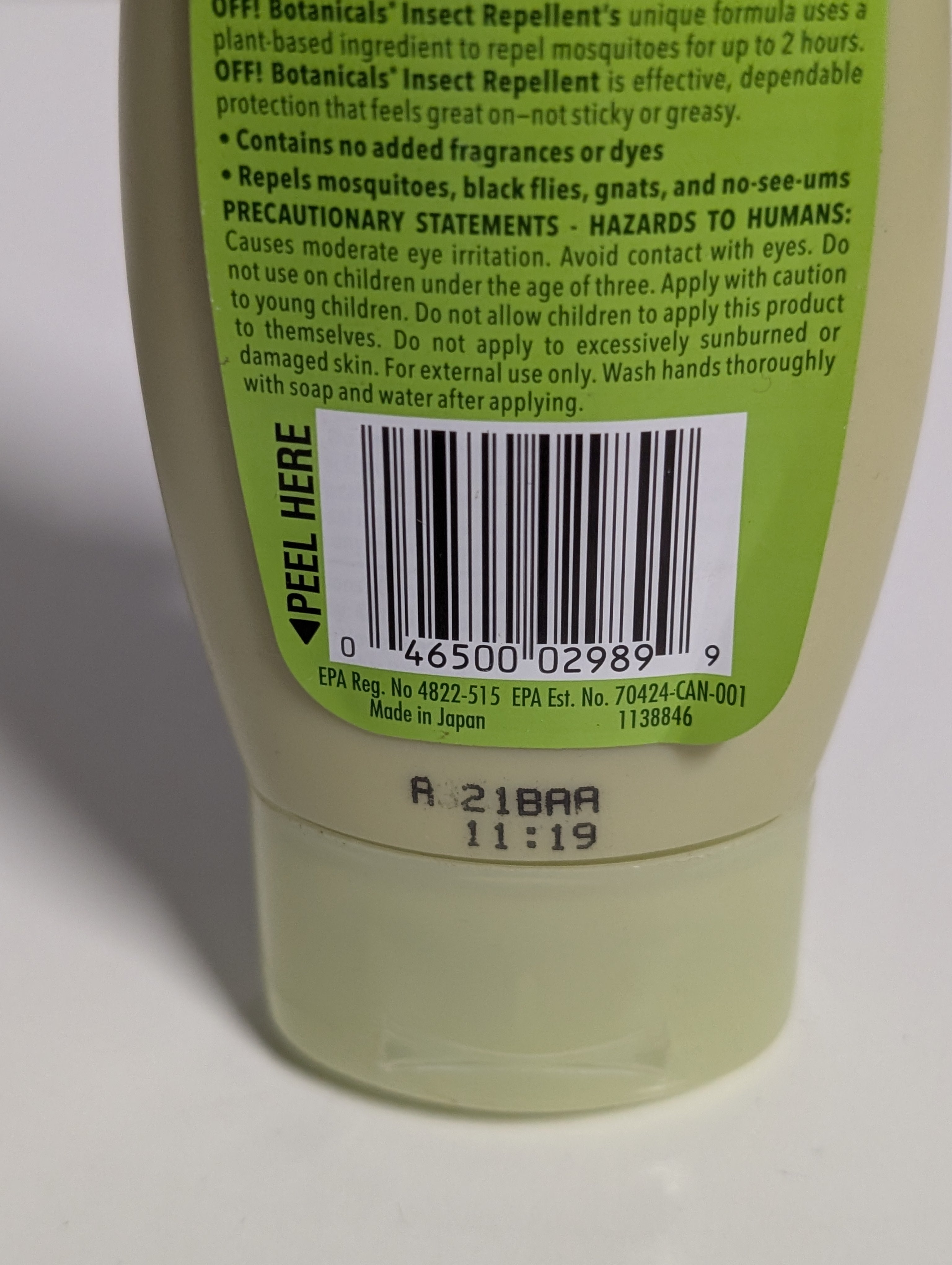 OFF! Botanicals Plant-Based Insect Repellent 4 oz Lotion Mosquito & Bug Protection