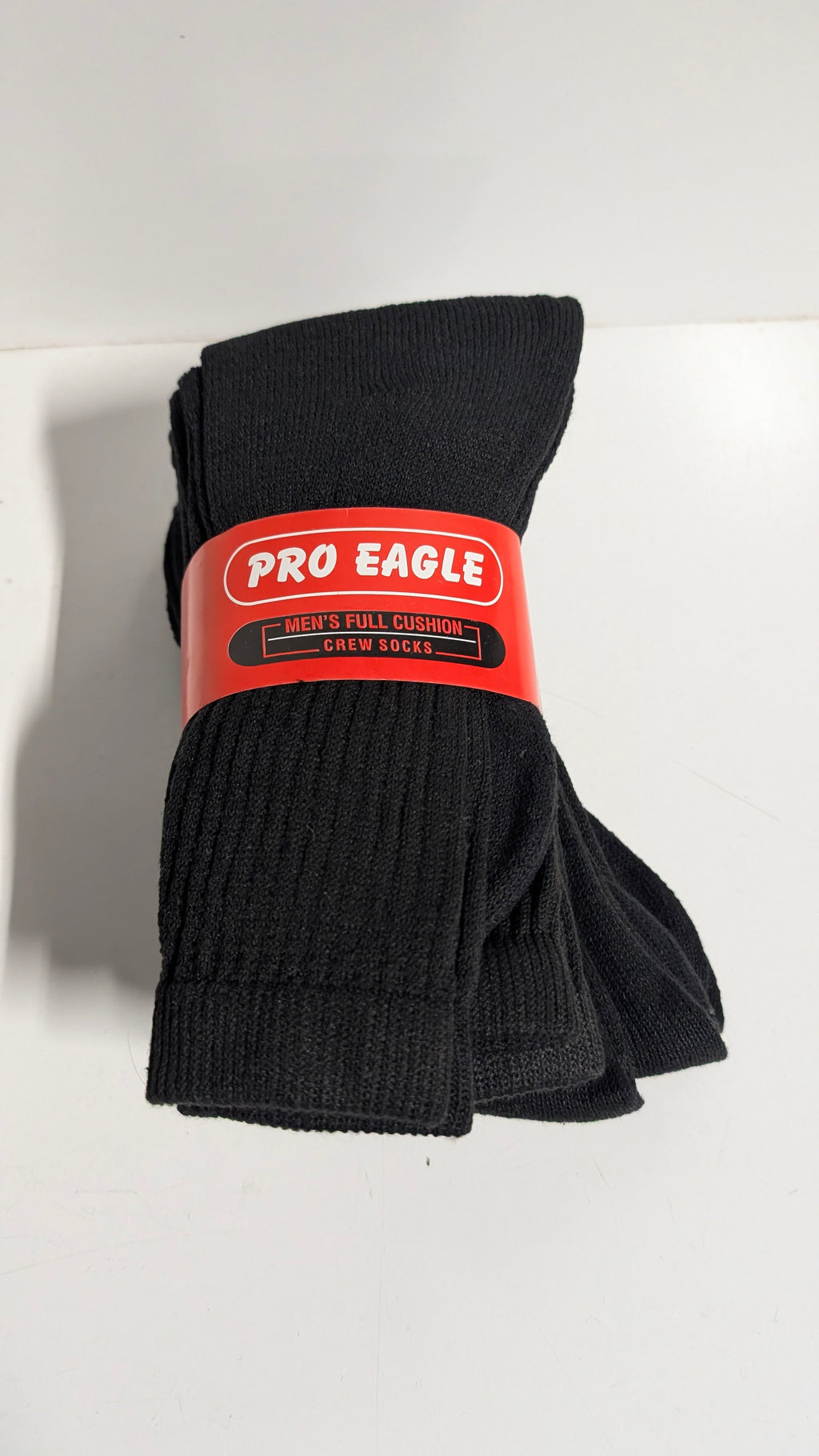 Pro Eagle Men’s Full Cushion Black Crew Socks 6 Pair Pack Cotton Blend Size 9–11