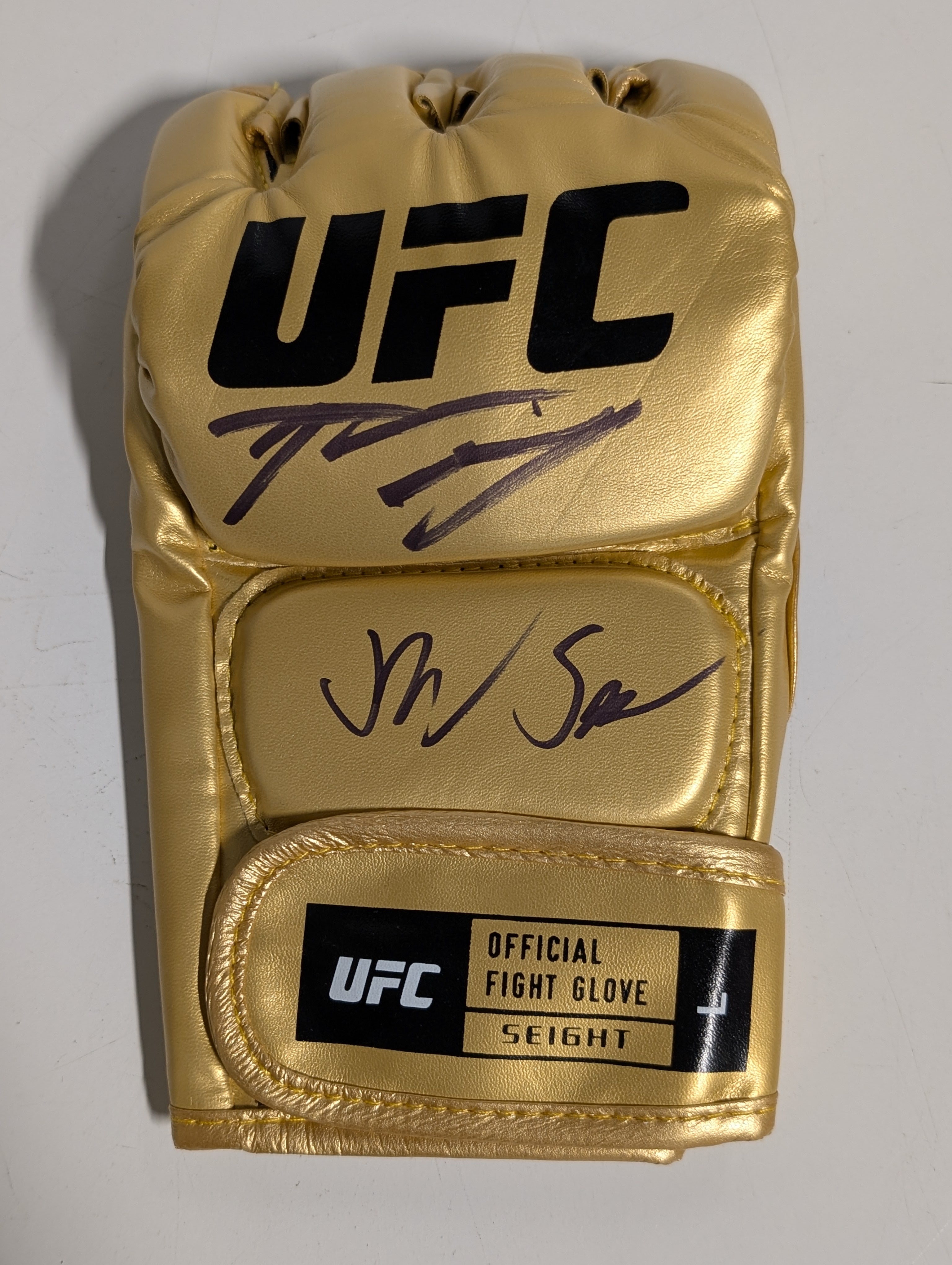 Jake Shields Nate Diaz Signed Gold UFC Fight Glove Autographed MMA Collectible