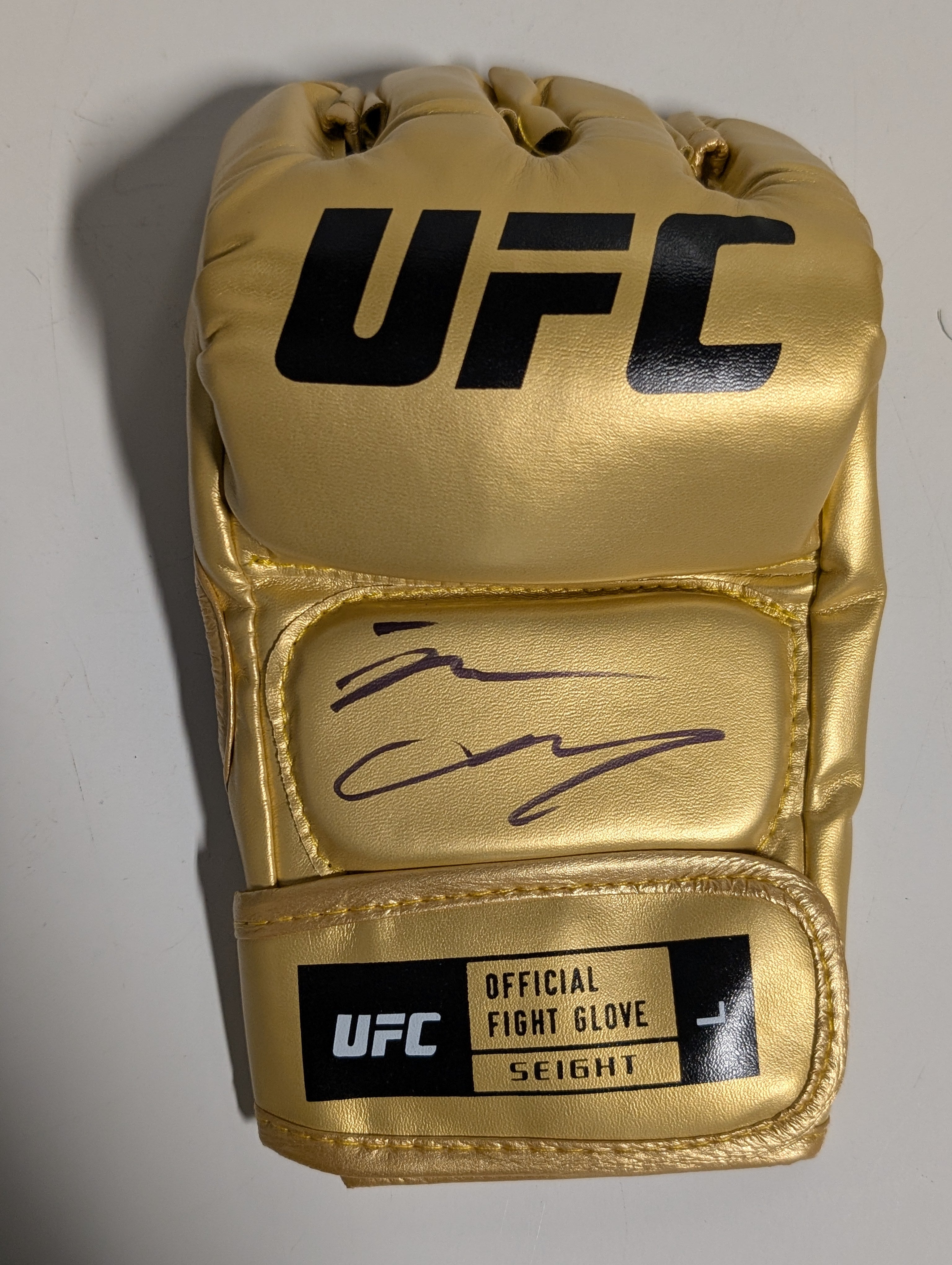 Nate Diaz Signed Gold UFC Fight Glove Autographed MMA Collectible Display