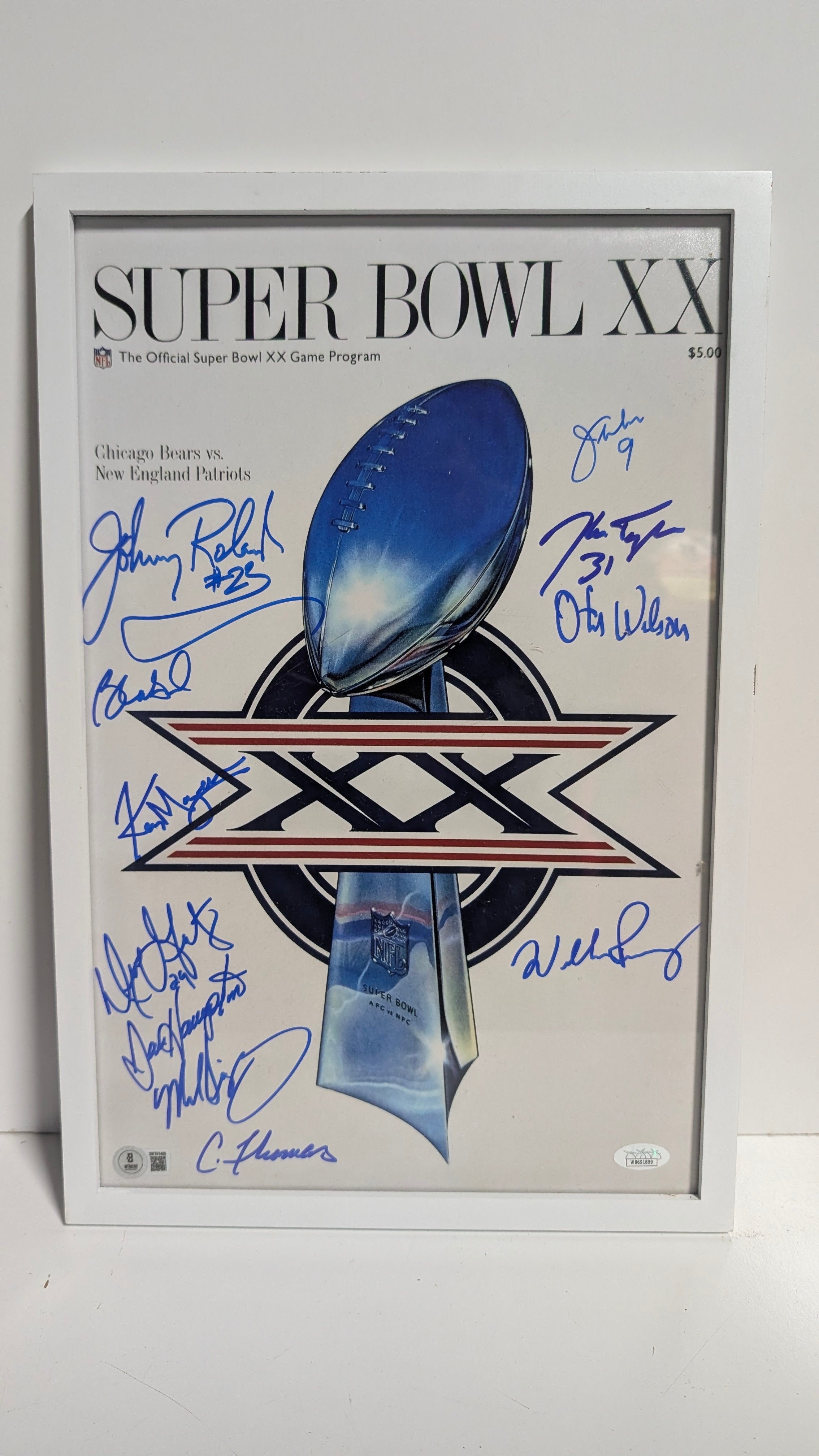 1985 CHICAGO BEARS SIGNED AUTO 11X17 SUPER BOWL PHOTO SINGLETARY MCMAHON PERRY