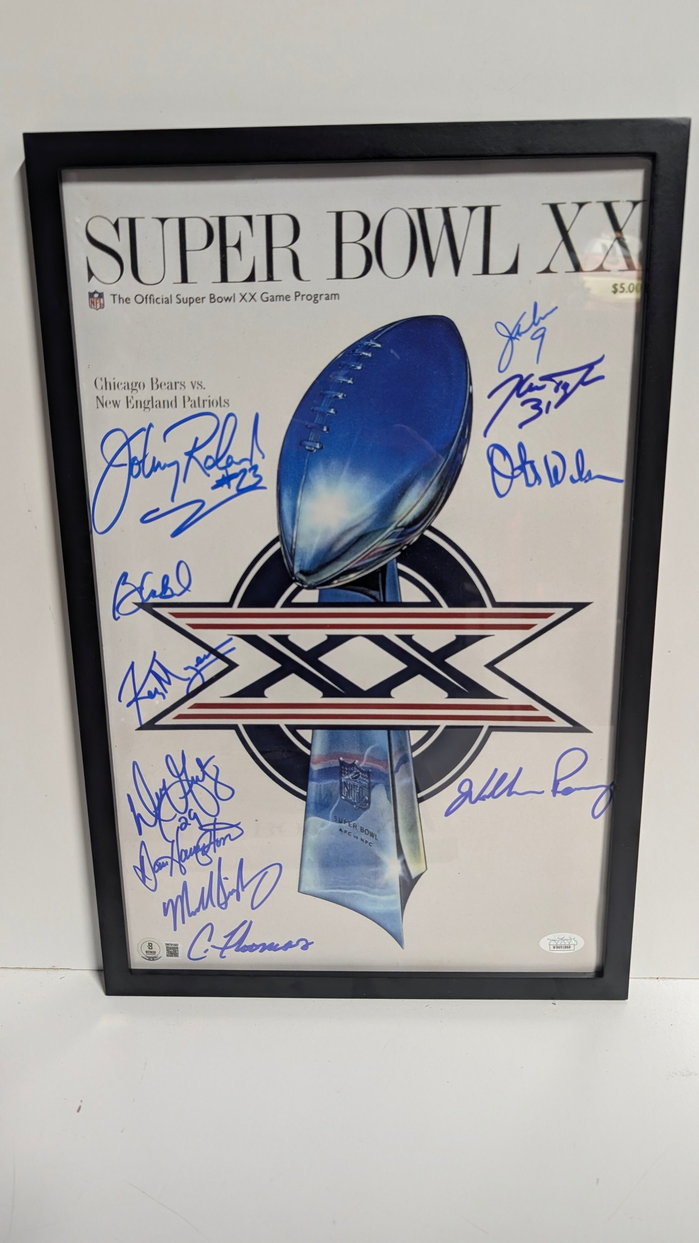 1985 CHICAGO BEARS SIGNED AUTO 11X17 SUPER BOWL PHOTO SINGLETARY MCMAHON PERRY
