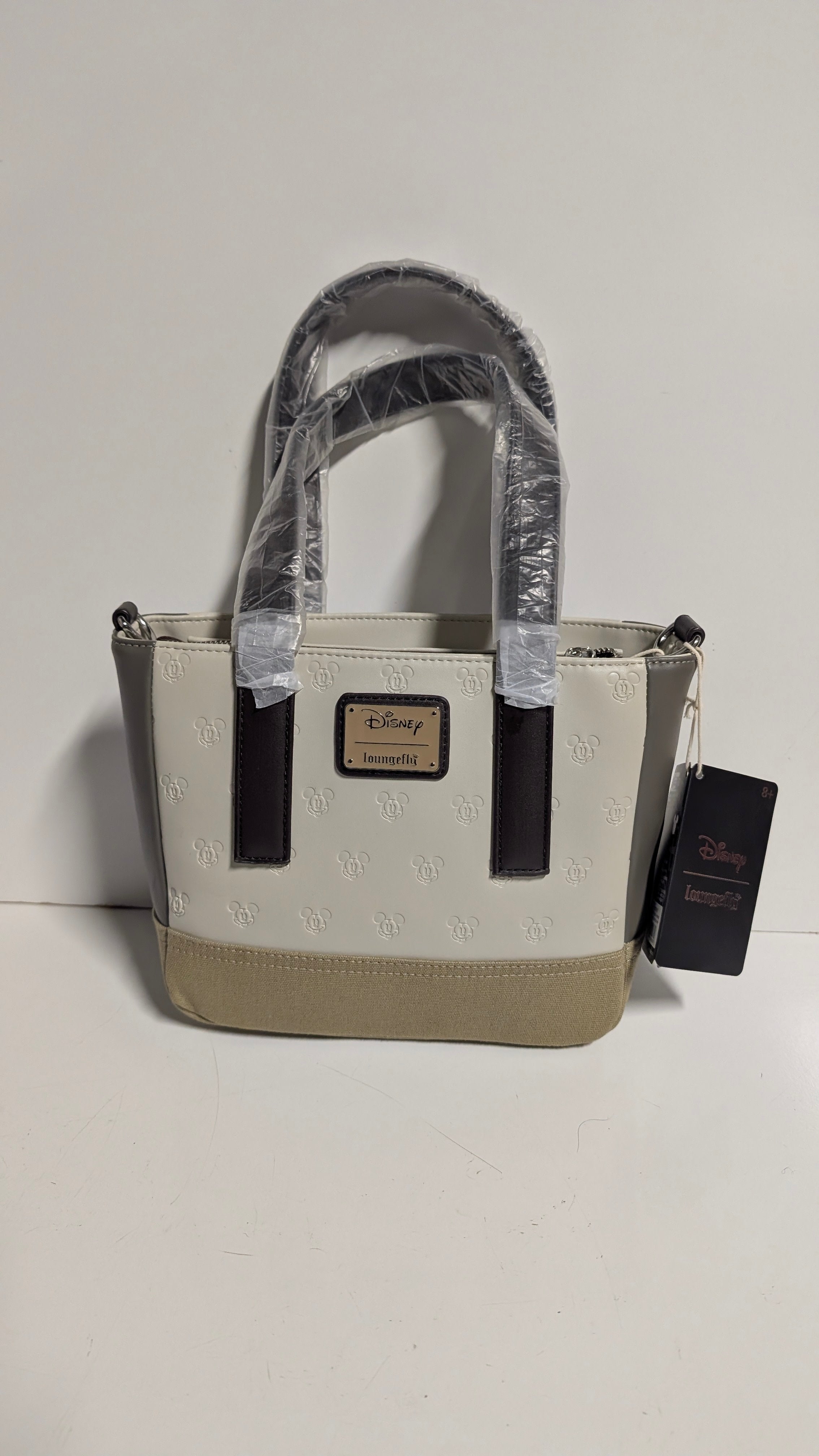 Disney Loungefly Faux Leather Canvas Mini Tote Bag Mickey Friends Collectible