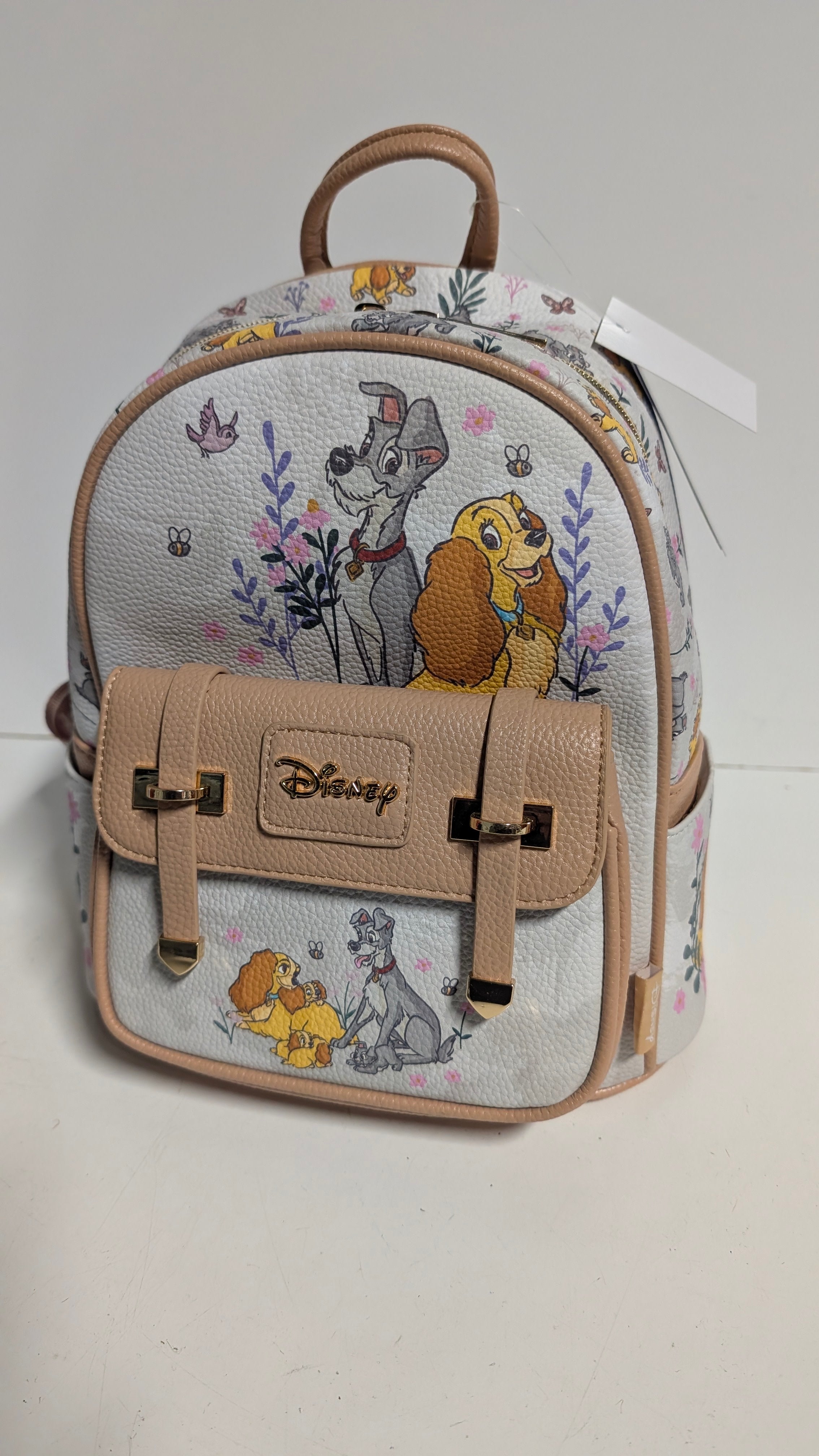Disney Loungefly Leather Mini Backpack Lady And Tramp Floral Print Collectible