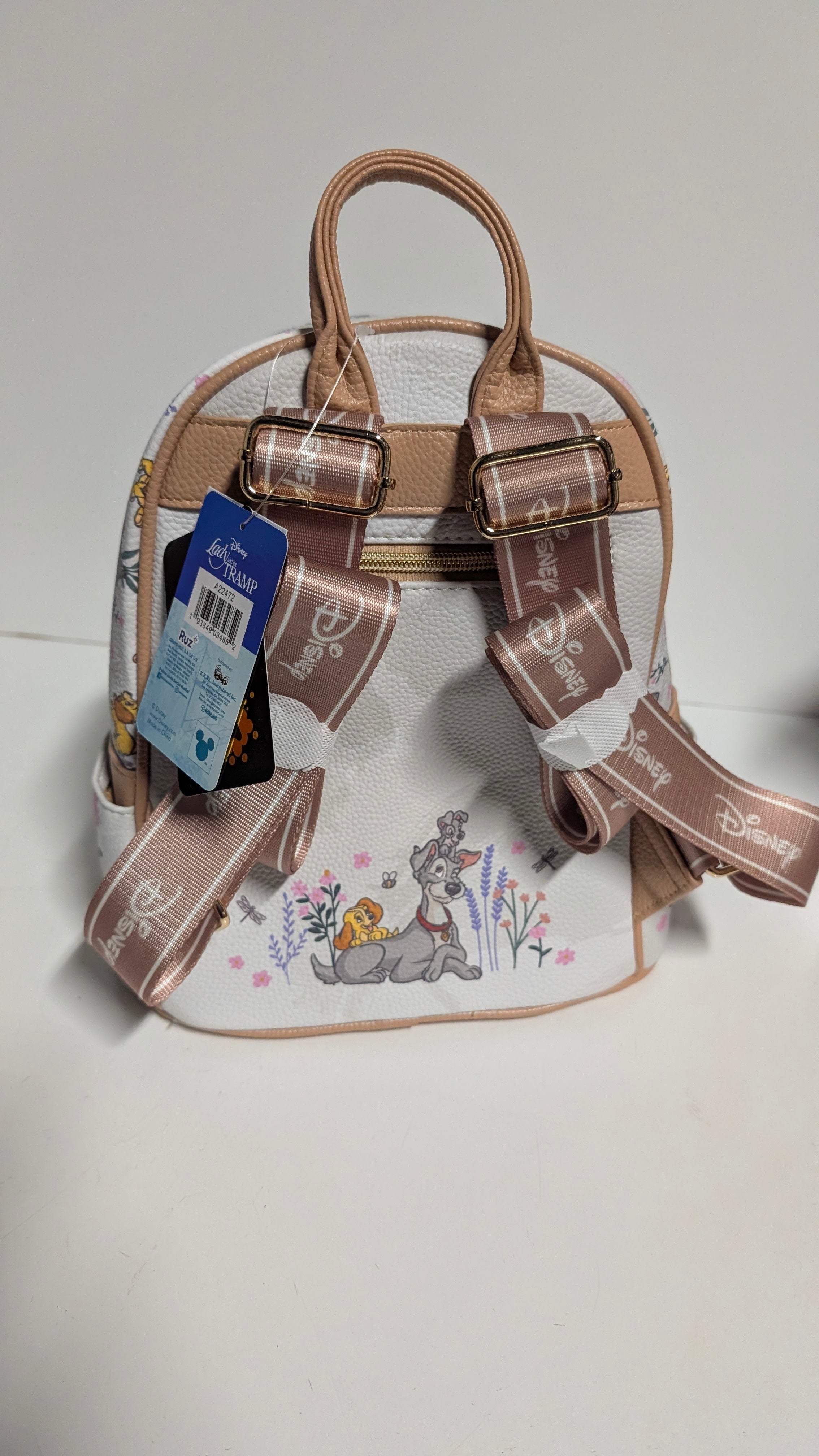 Disney Loungefly Leather Mini Backpack Lady And Tramp Floral Print Collectible