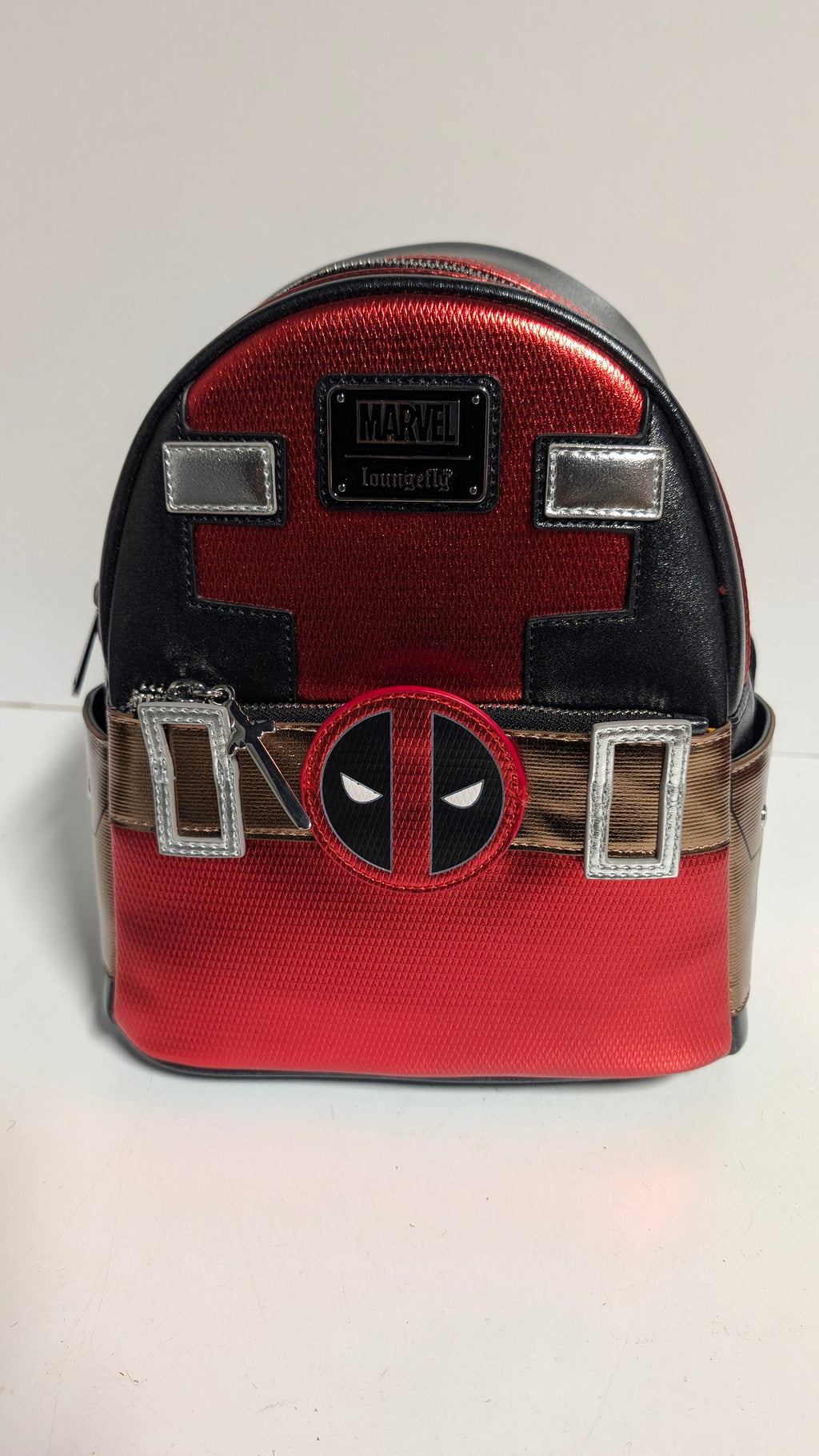 Marvel Loungefly Leather Mini Backpack Deadpool Metallic Cosplay Collectible