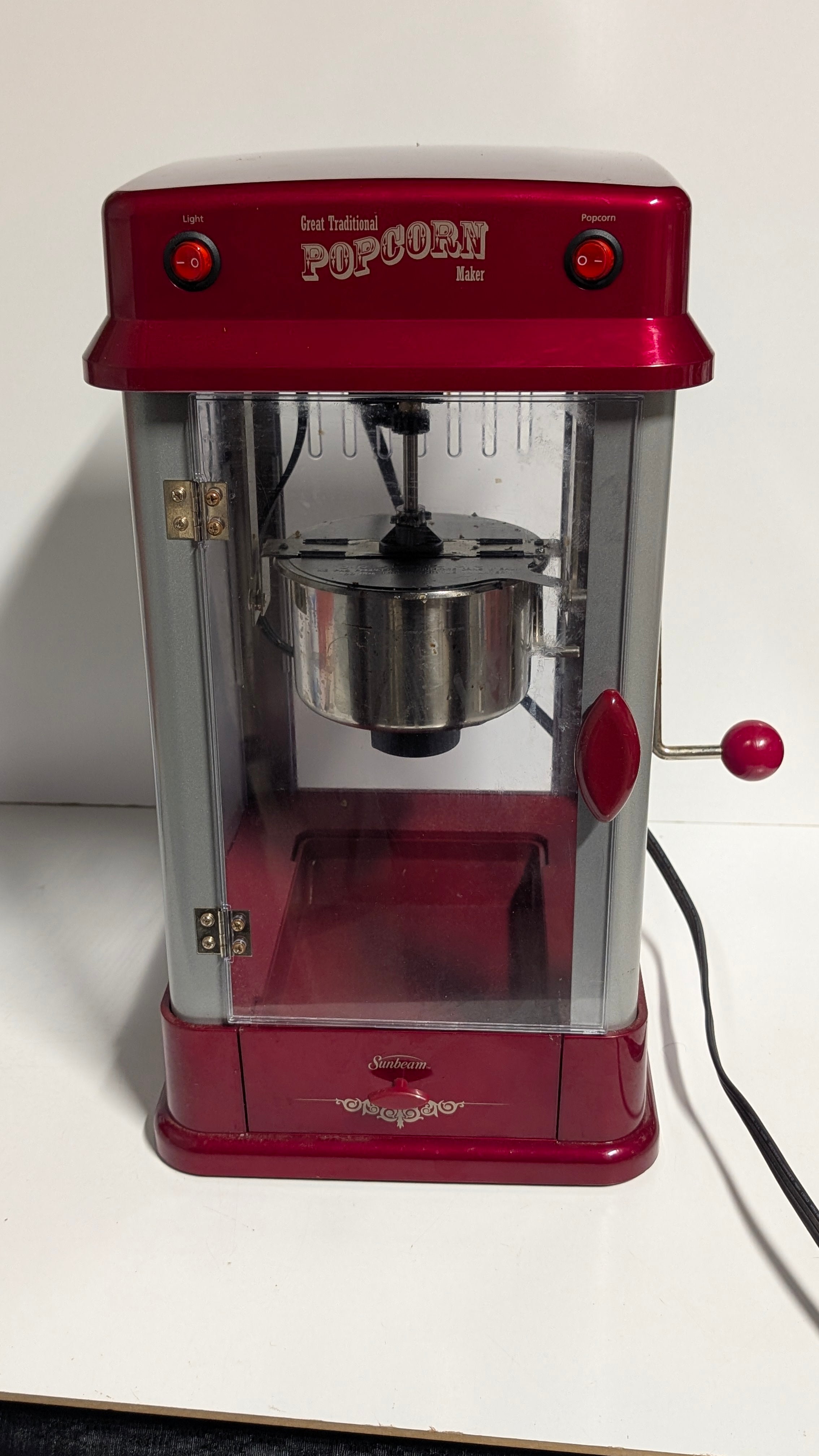 Sunbeam Great Traditional Popcorn Maker Red Countertop Electric Appliance Retro