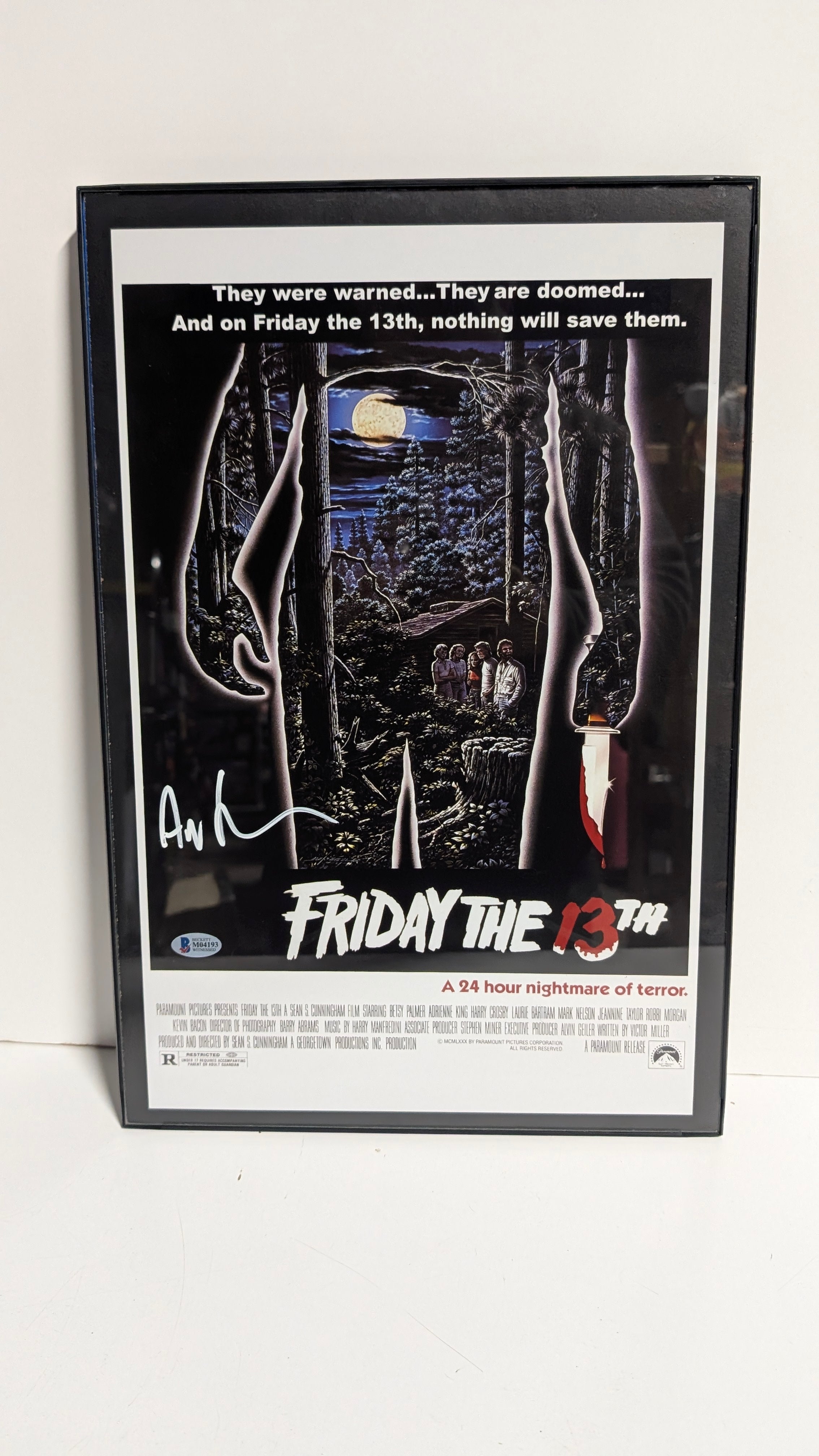 Vintage Friday The 13th Ari Lehman Signed 11x17 Movie Poster Beckett Witnessed