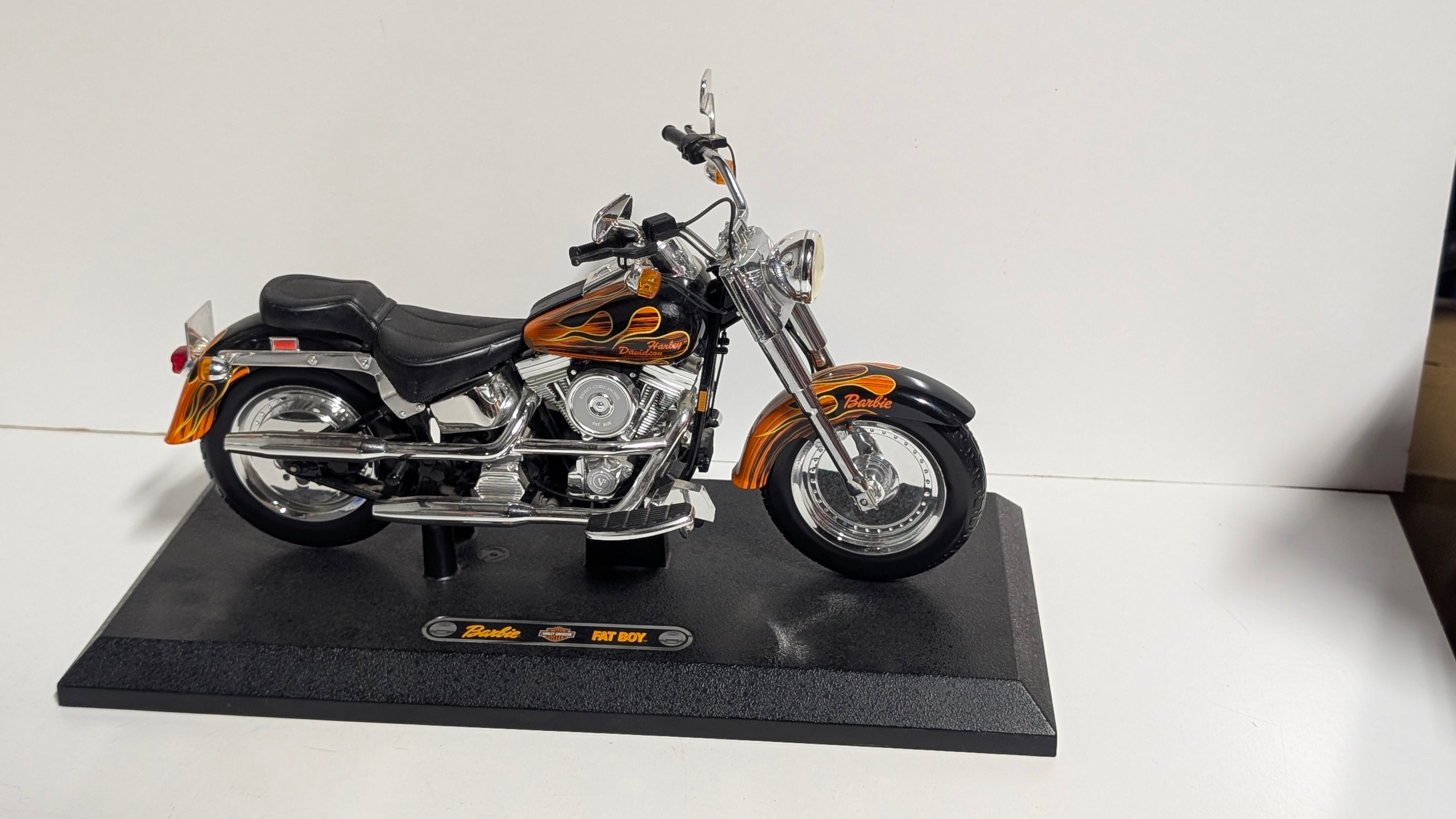 Vintage Barbie Harley Davidson Fat Boy Diecast Motorcycle Display Model Rare
