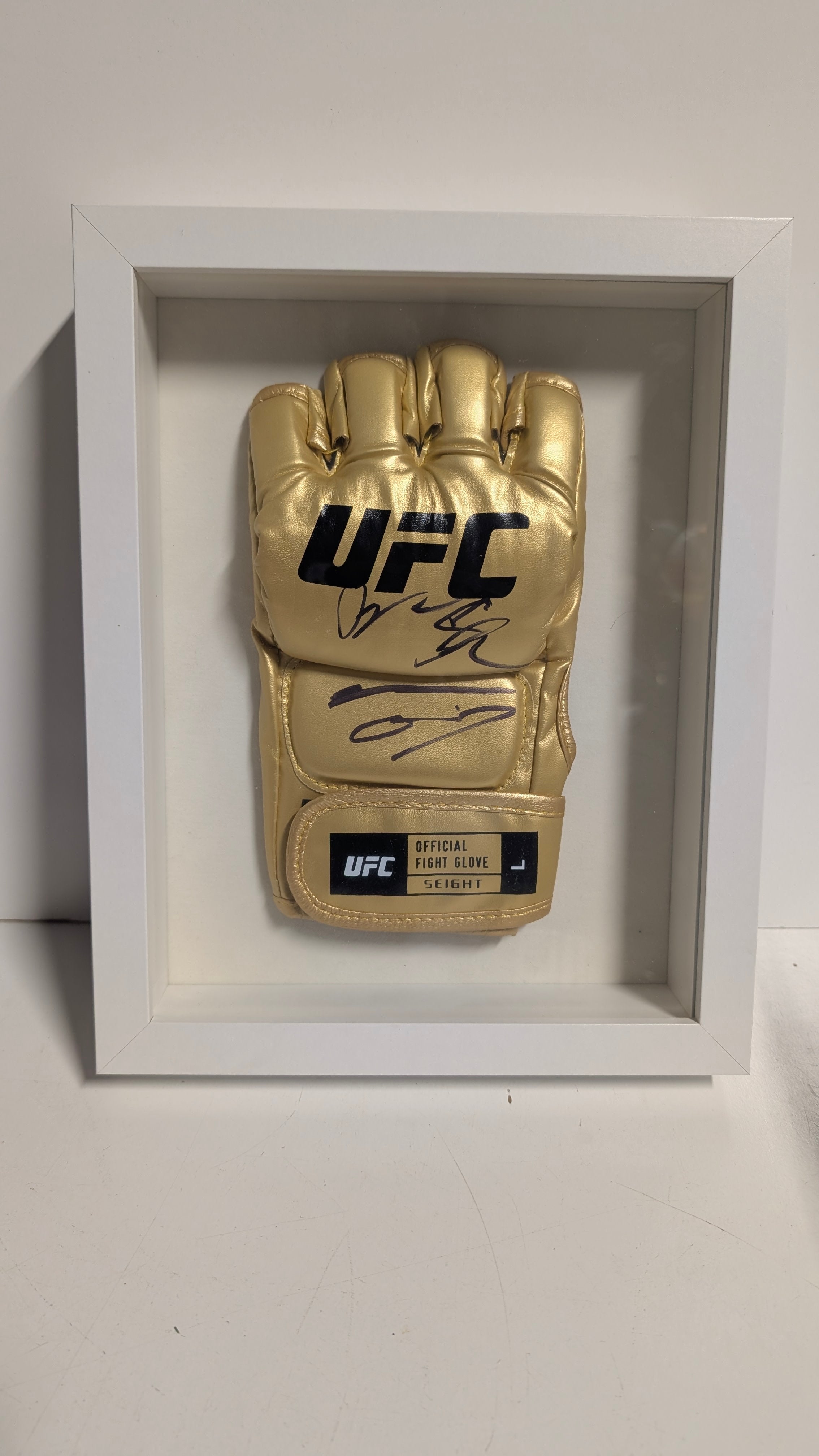 Nate Diaz & Jake Shields Signed Autograph UFC Gold Fight Glove Framed Display