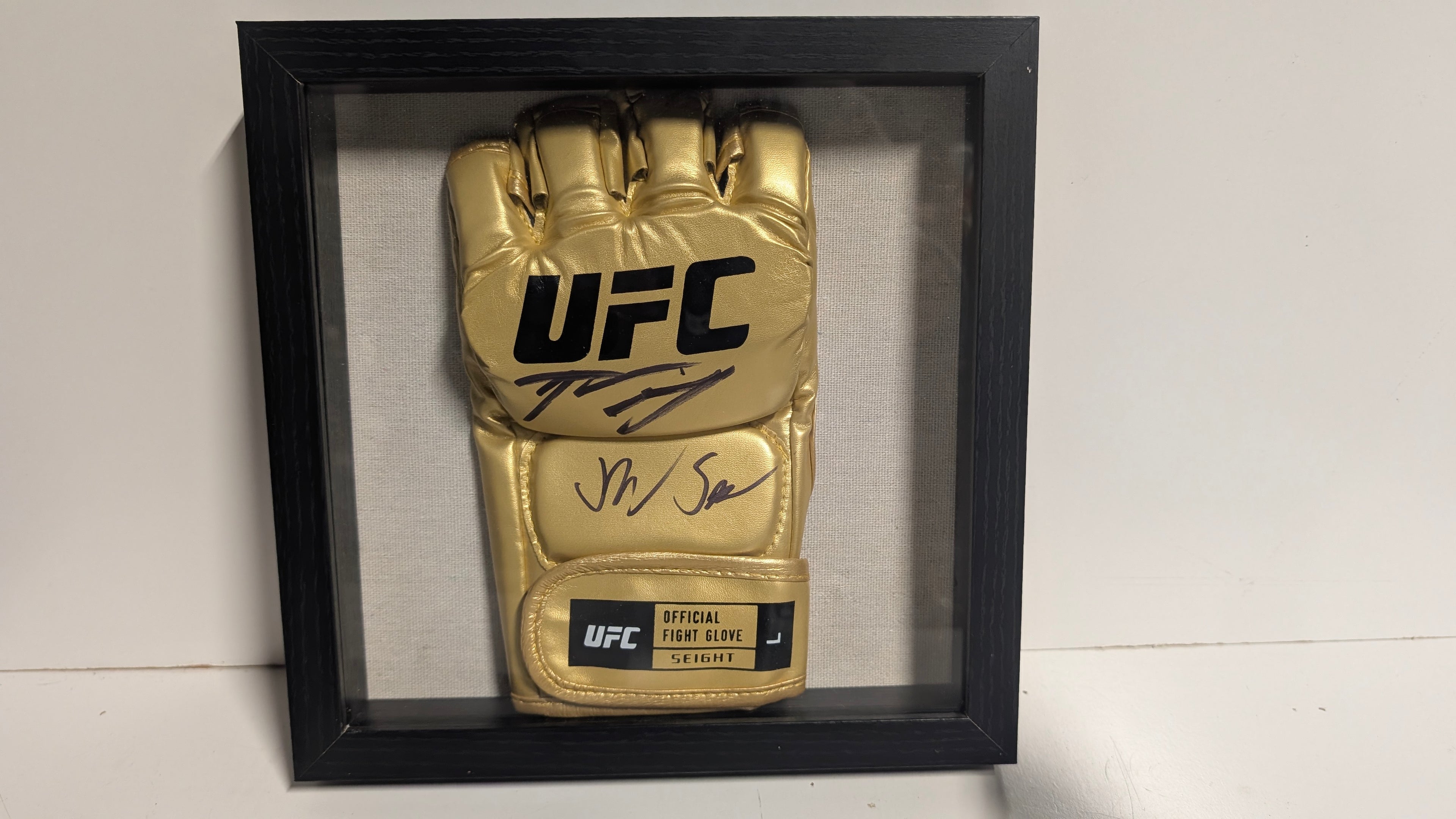 Nate Diaz & Jake Shields Signed Autograph UFC Gold Fight Glove Framed MMA Display