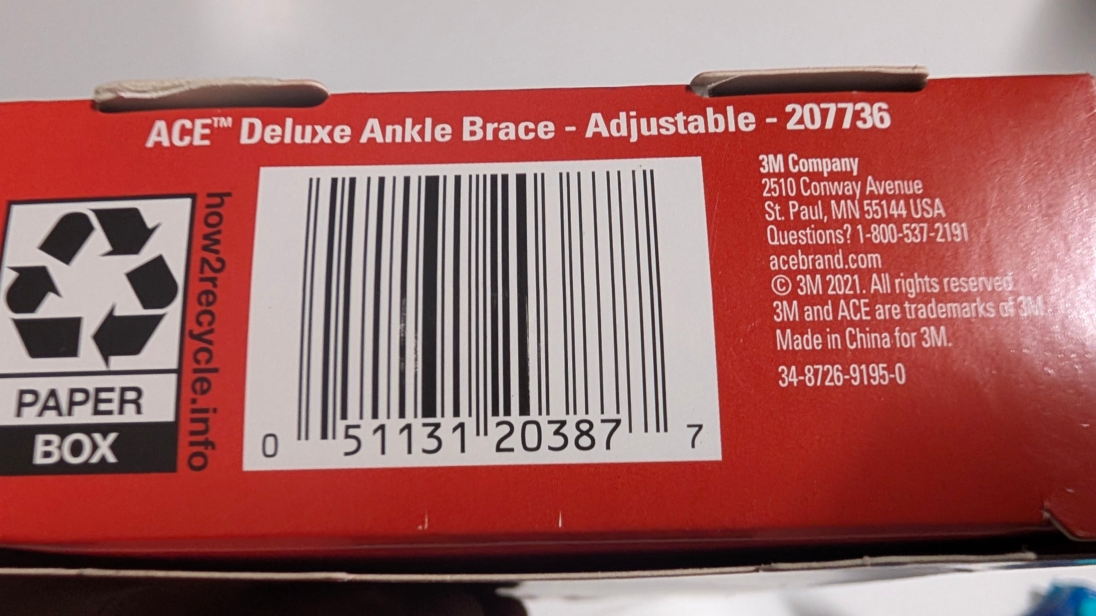 ACE Adjustable Ankle Deluxe Brace Moderate Support Left Or Right Ankle