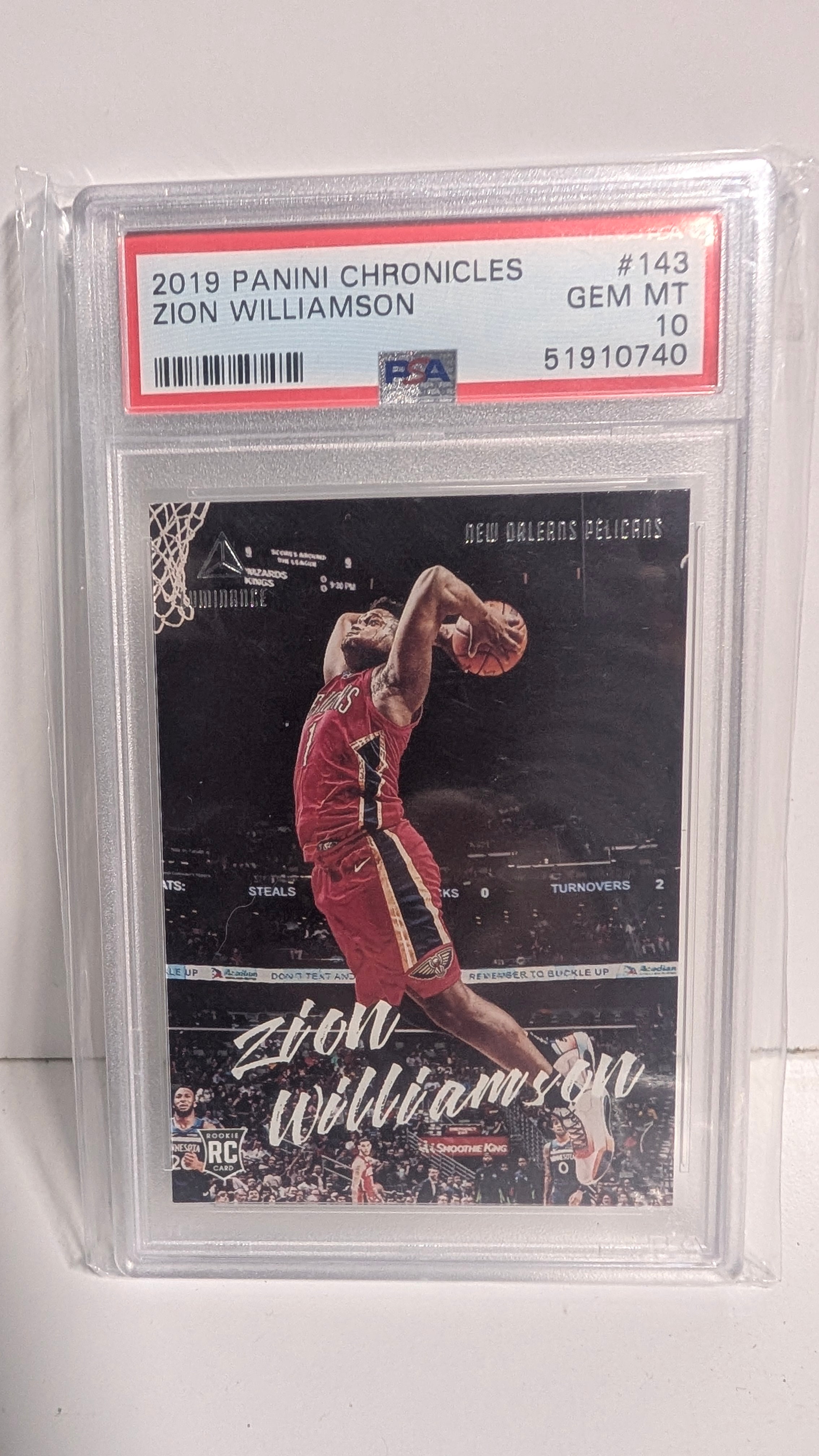 2019 Panini Chronicles Zion Williamson Rookie PSA 10 Graded NBA Card Basketball
