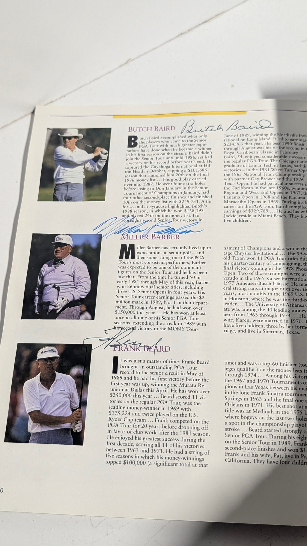 Vintage 1990 Transamerica Senior Golf Program Signed Palmer Trevino Player Pro