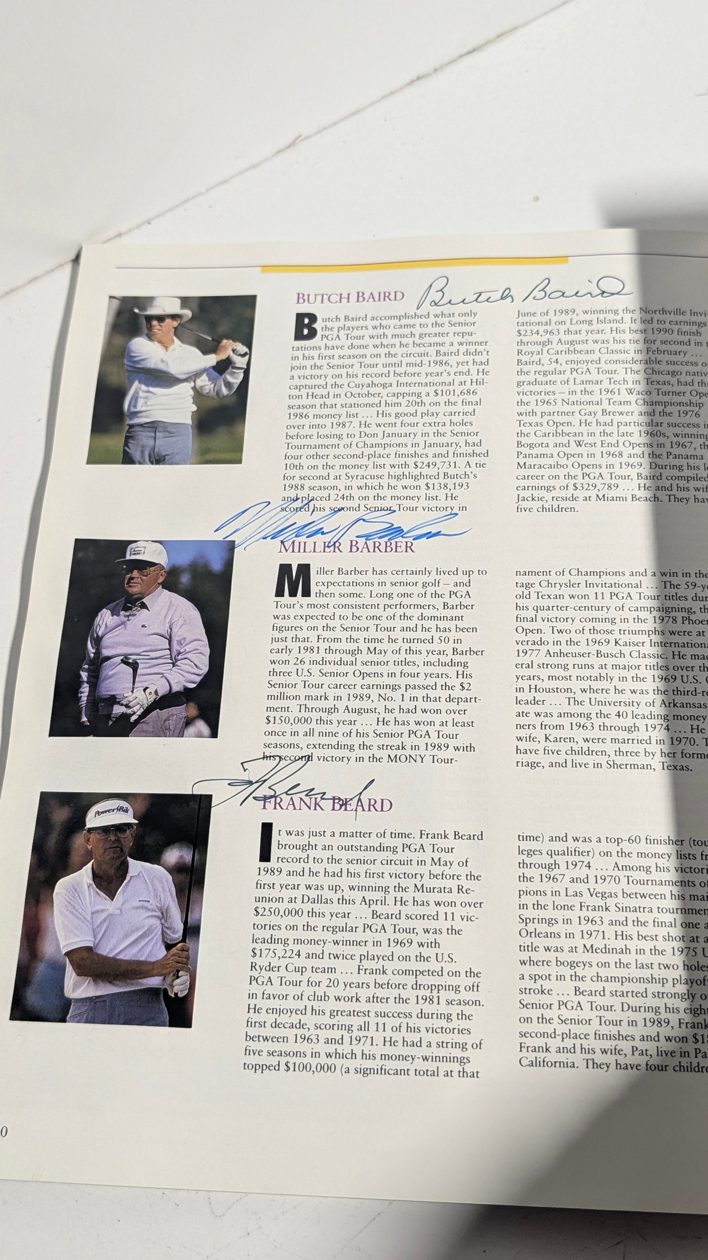 Vintage 1990 Transamerica Senior Golf Program Signed Palmer Trevino Player Pro