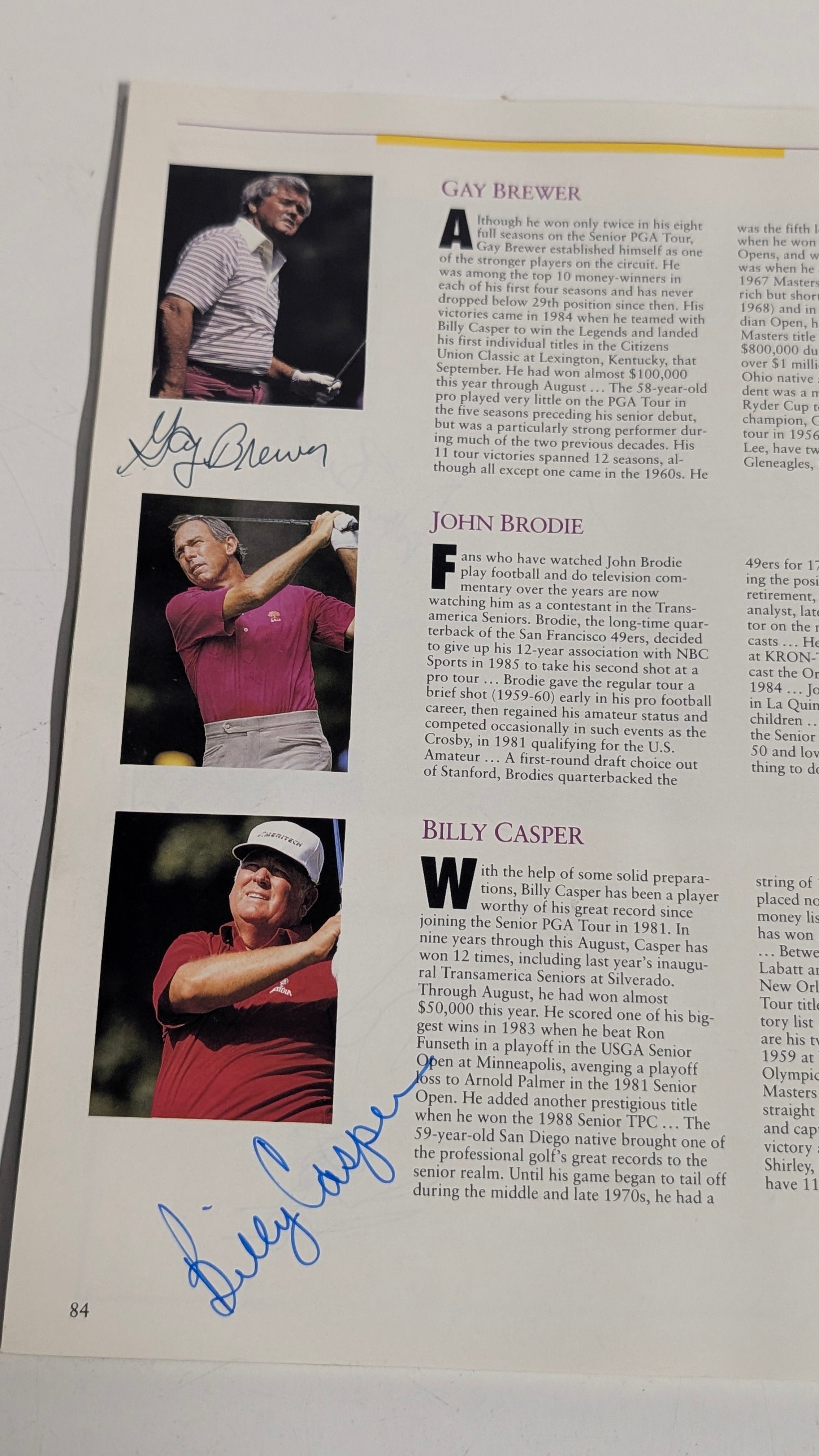 Vintage 1990 Transamerica Senior Golf Program Signed Palmer Trevino Player Pro