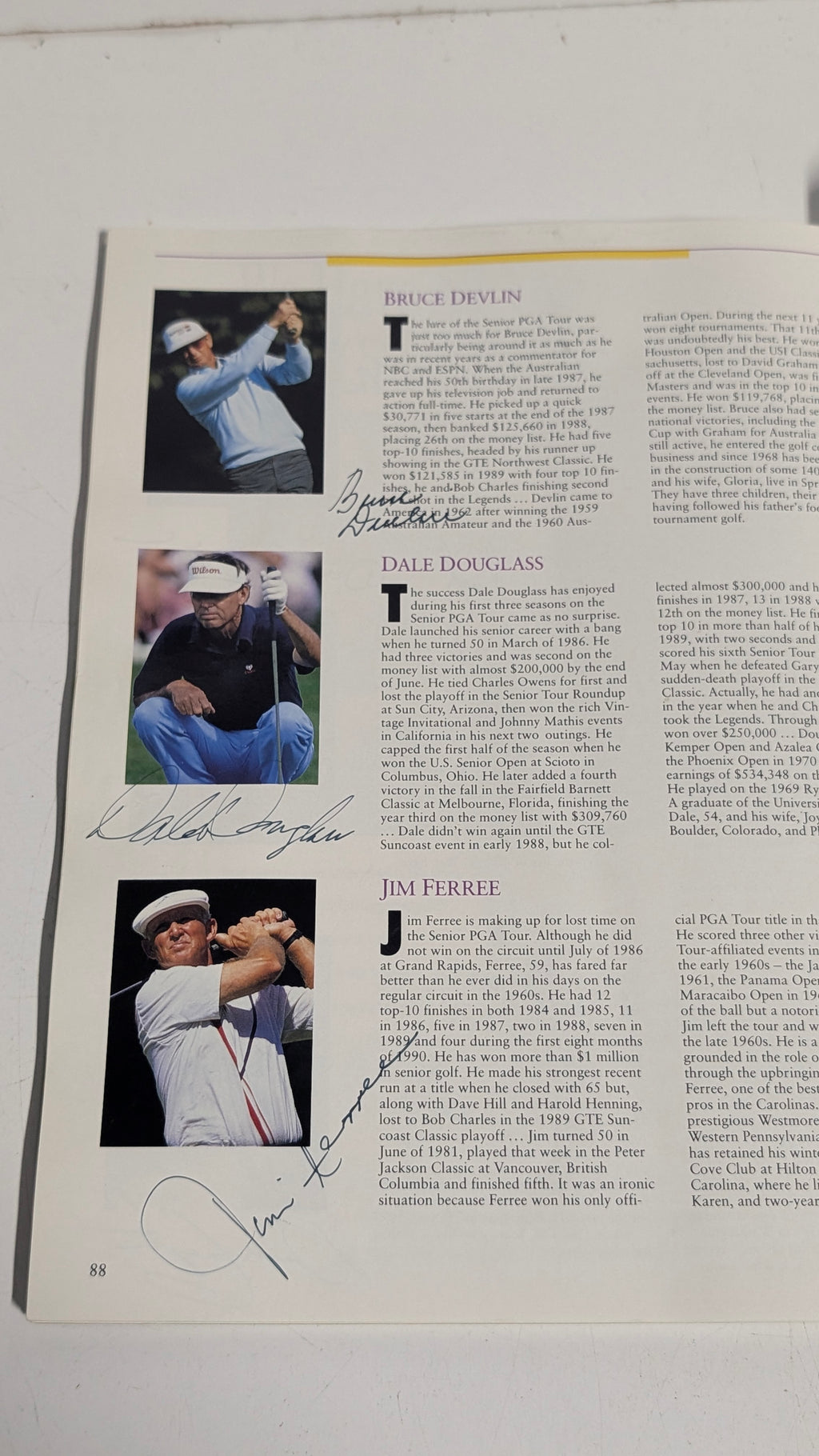Vintage 1990 Transamerica Senior Golf Program Signed Palmer Trevino Player Pro