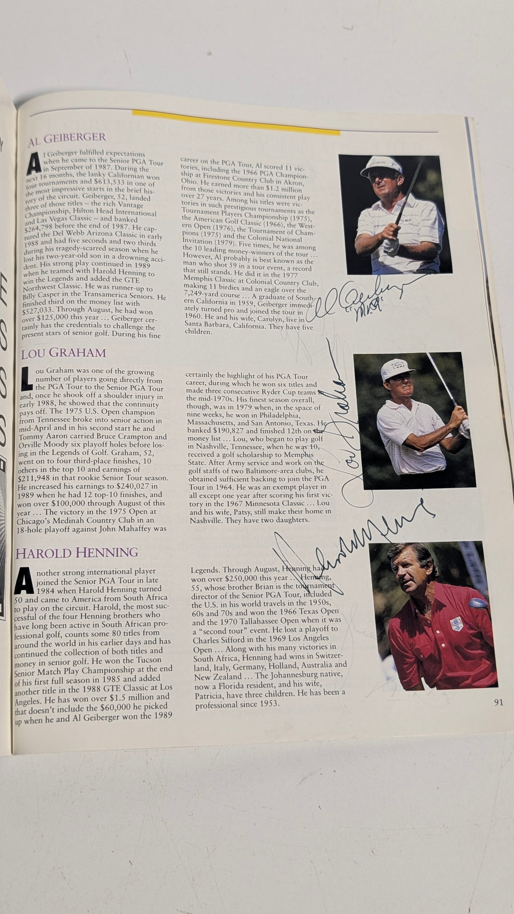 Vintage 1990 Transamerica Senior Golf Program Signed Palmer Trevino Player Pro