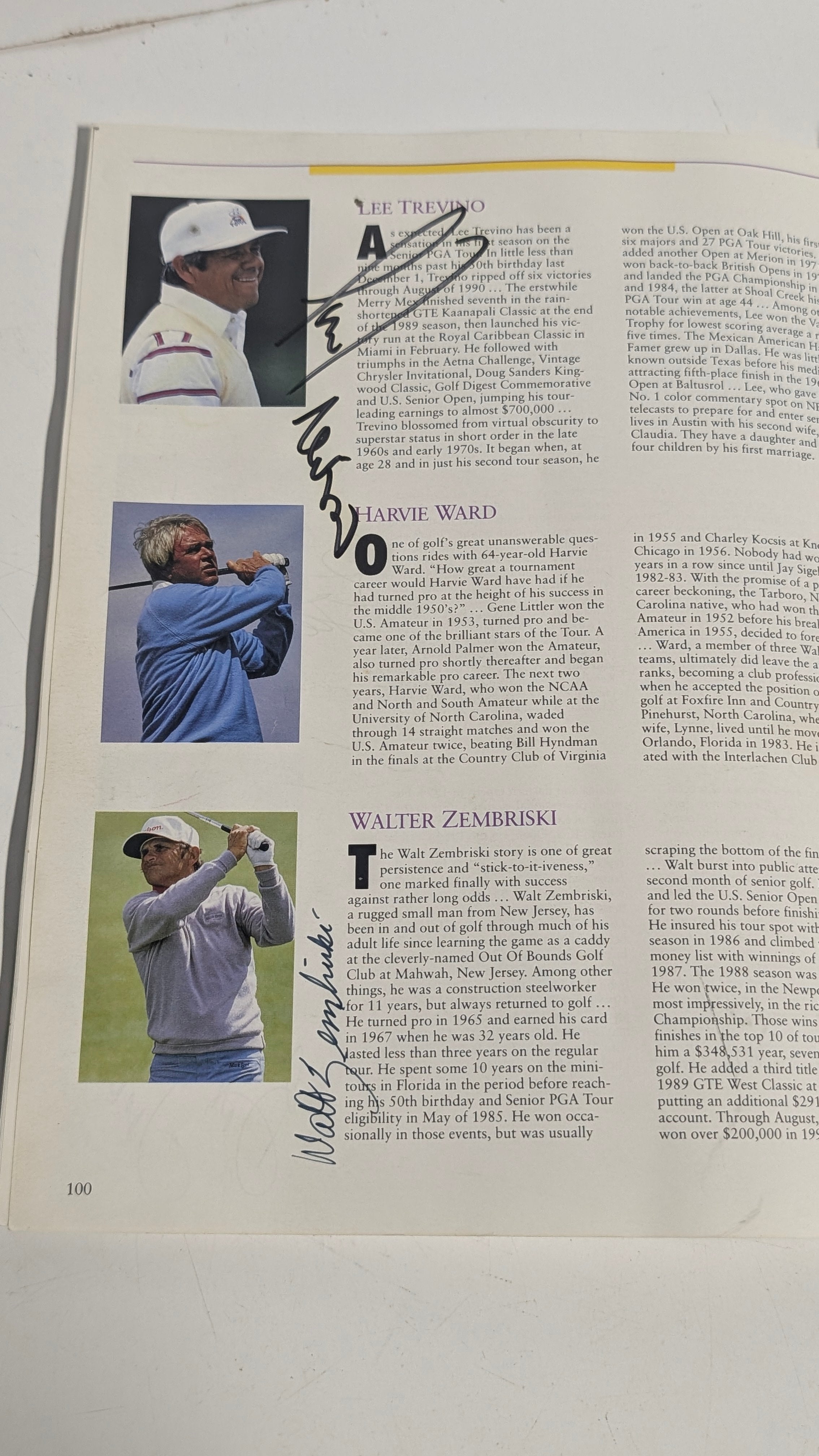 Vintage 1990 Transamerica Senior Golf Program Signed Palmer Trevino Player Pro