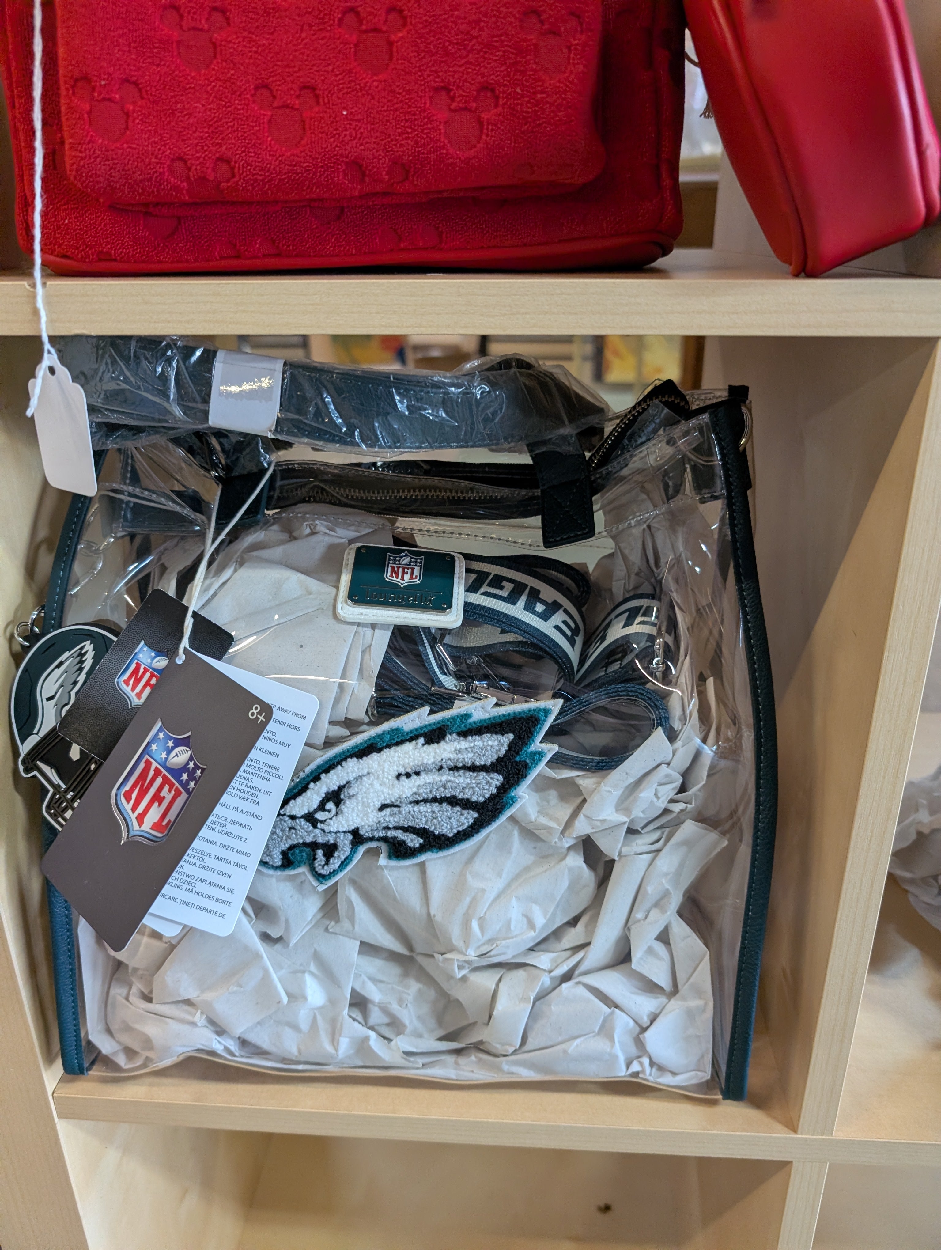 Loungefly NFL Philadelphia Eagles Clear Stadium Tote Bag Collectible Handbag