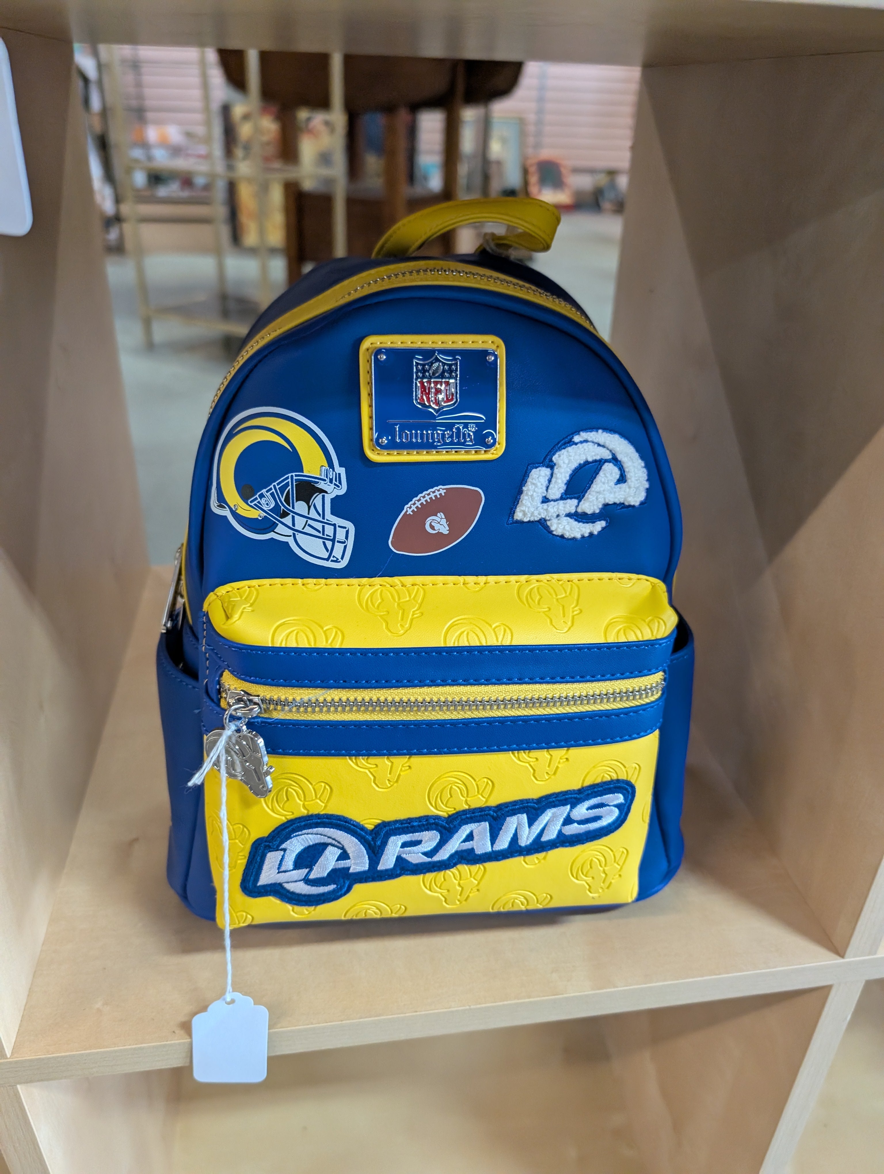 Loungefly NFL Los Angeles Rams Blue Yellow Mini Backpack Collectible Bag Fan