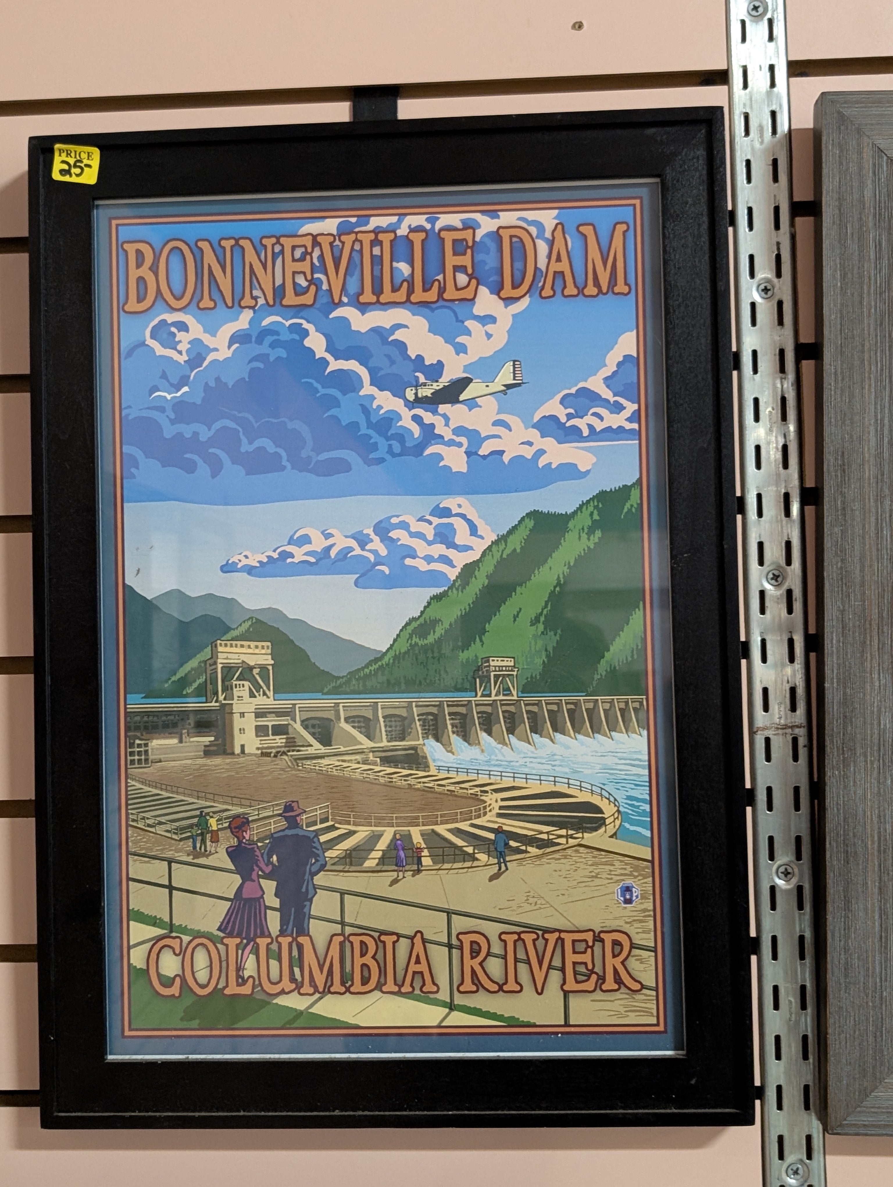 Bonneville Dam Columbia River Framed Art Print Wall Decor Travel Poster Vintage