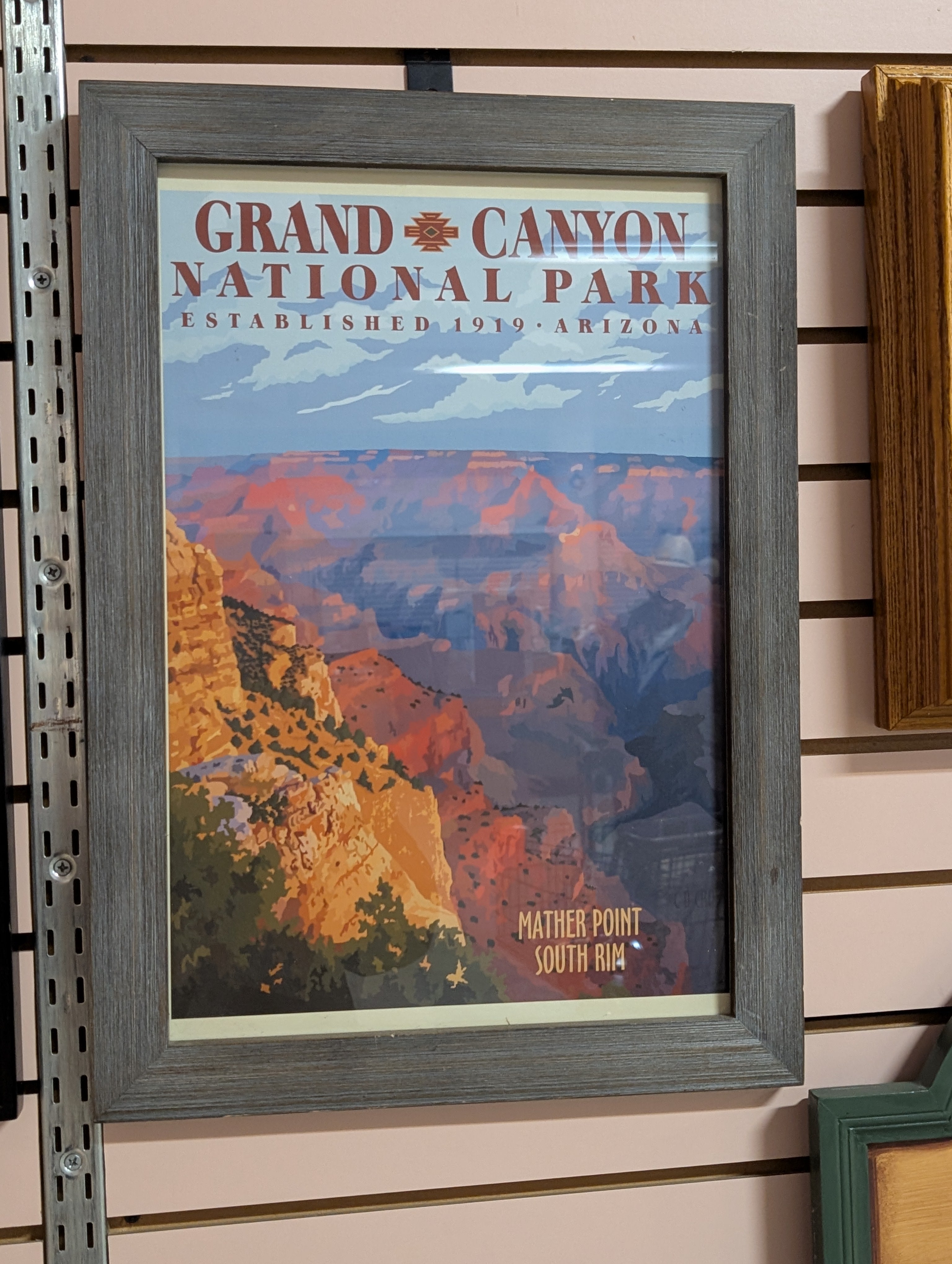 Vintage Grand Canyon National Park Mather Point South Rim Framed Print Poster