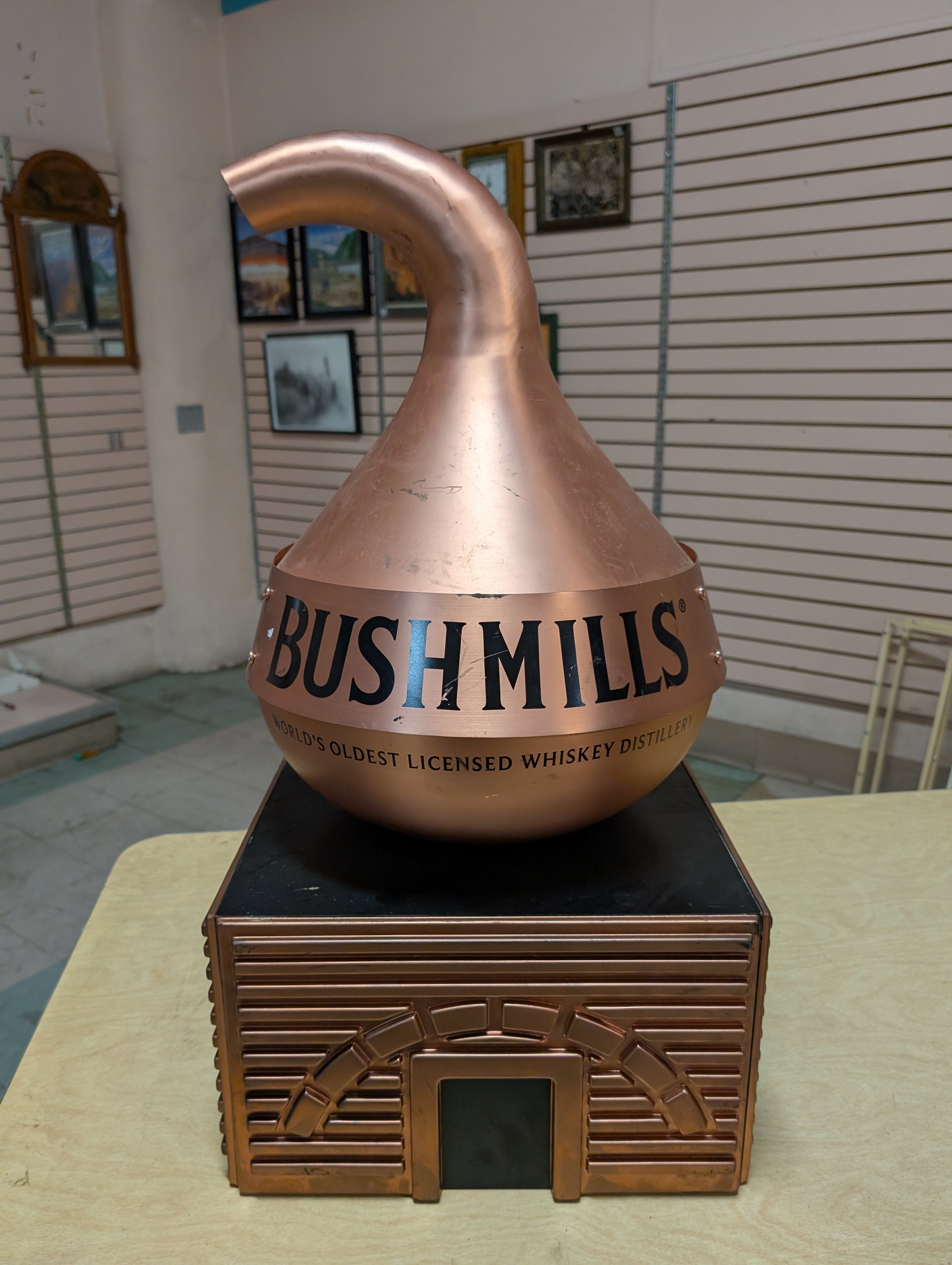 Vintage Bushmills Copper Whiskey Distillery Still Display Advertising Decor