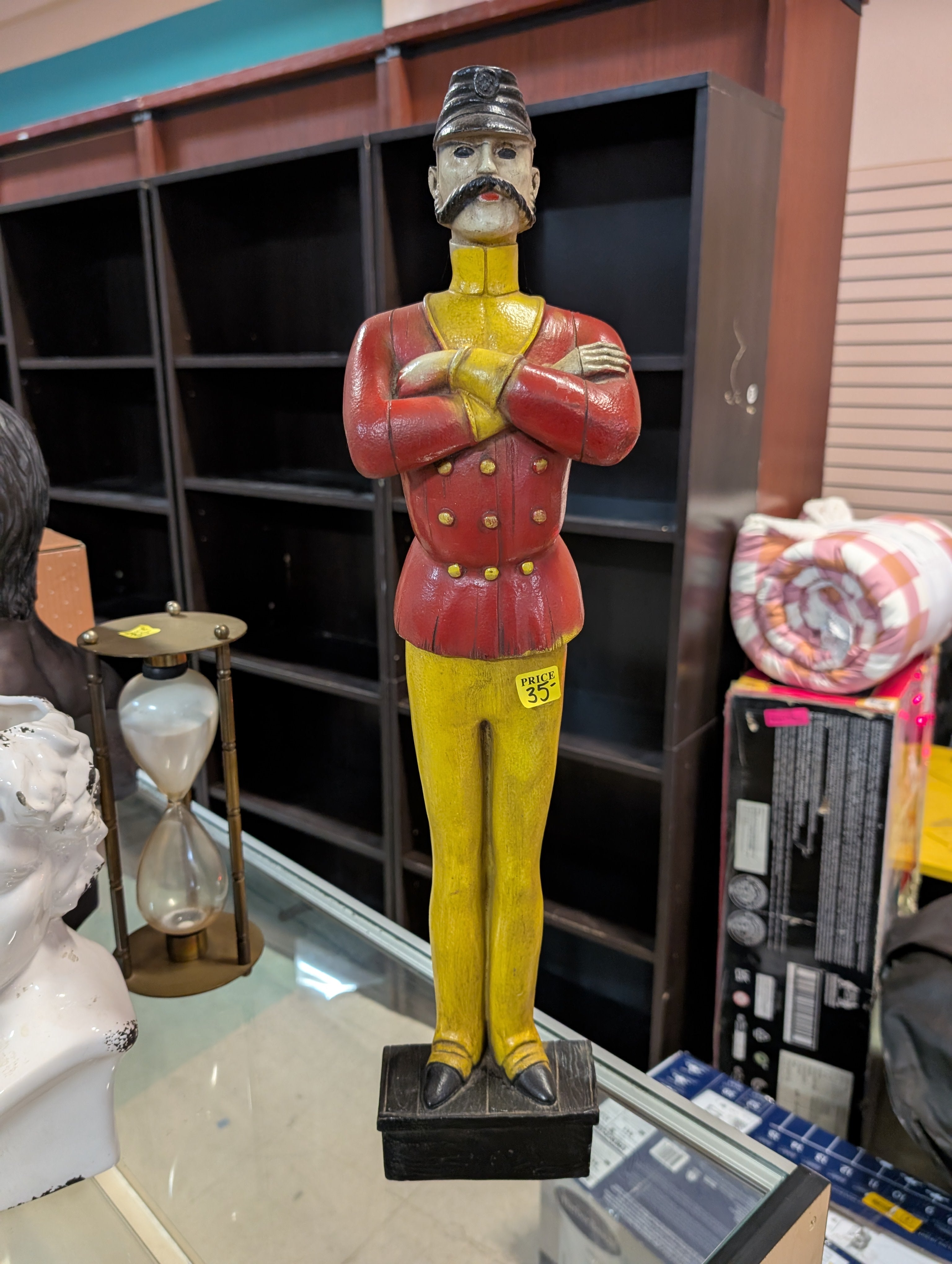 Vintage Painted Wooden Toy Soldier Figurine Statue Decorative Collectible Art