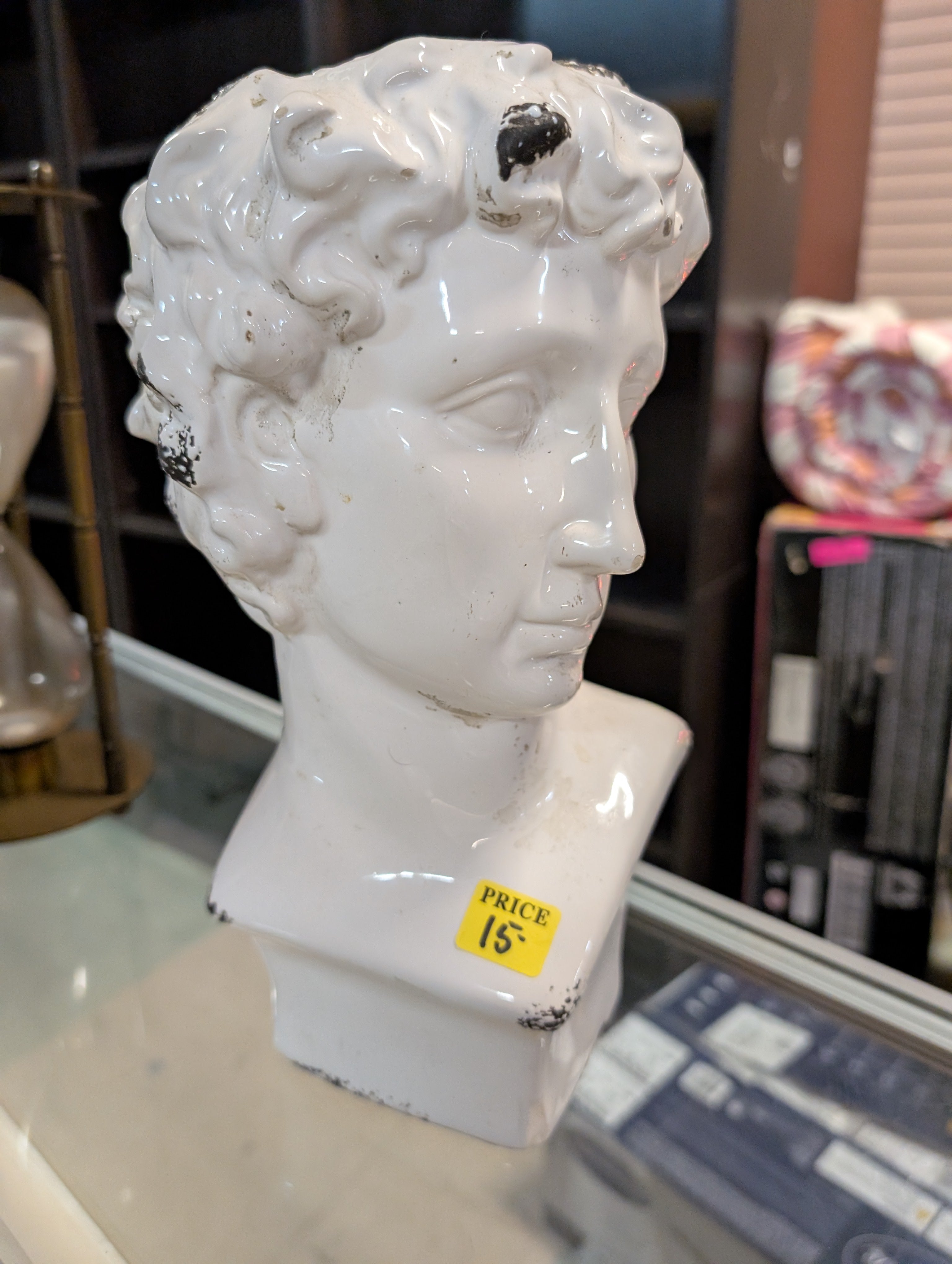 White Ceramic Classical Bust Sculpture Decorative Collectible Art Home Decor