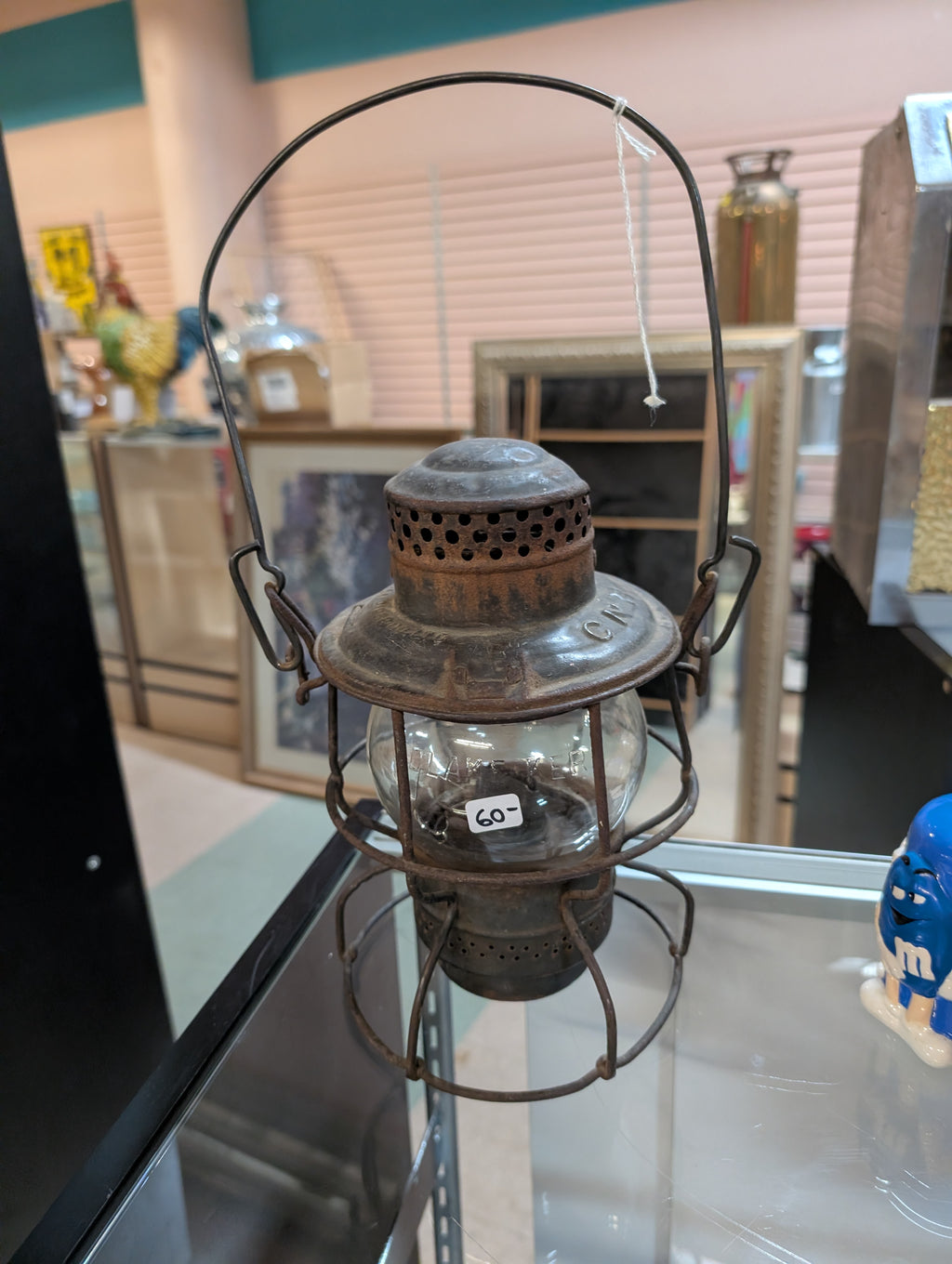 Vintage Canadian National Railroad Lantern Hiram Co. Steel Glass Display Piece